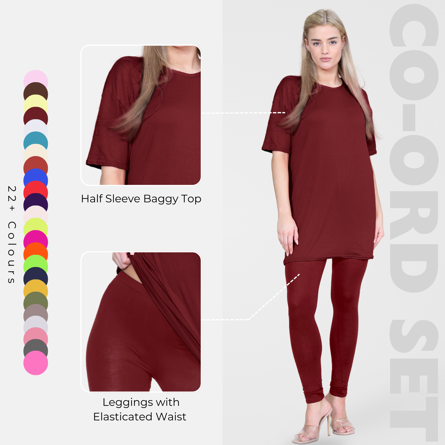 Damas Longline Suelto Camiseta Leggings Gimnasio Chándal Conjunto Coord 2 Piezas Ropa de Salón - Imagen 146 de 155