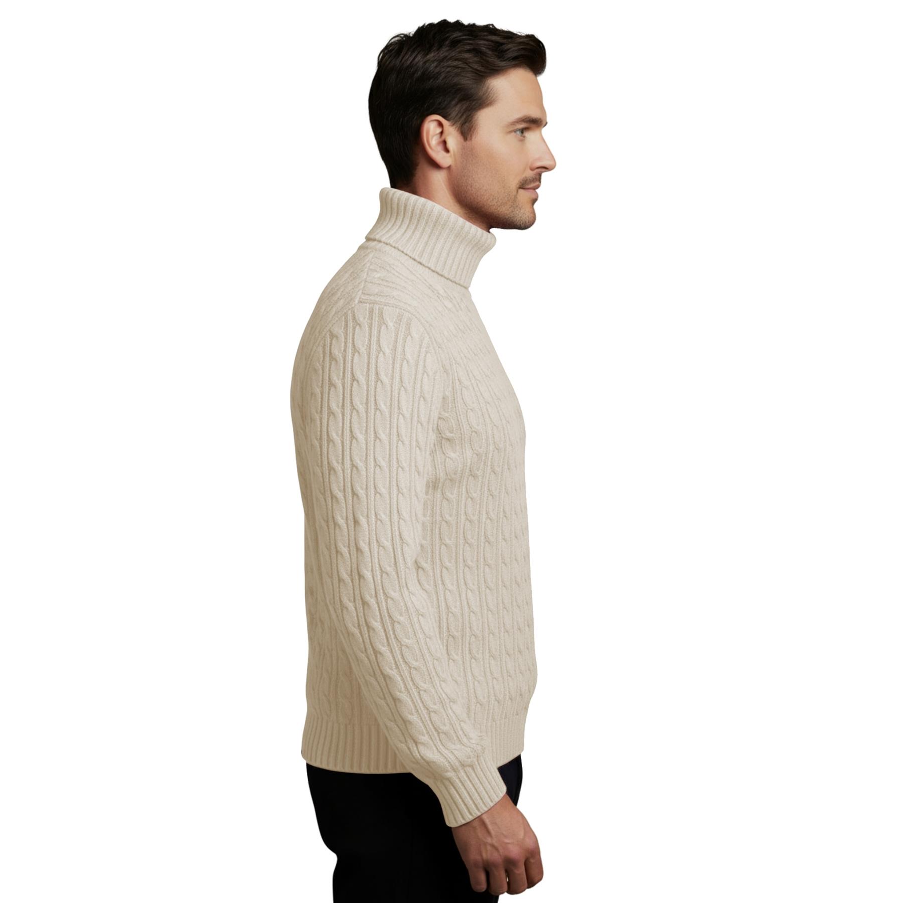 Herren Polo Rollkragen Langarm Pullover Zopfmuster Winterpullover Pulli - Bild 31 von 154