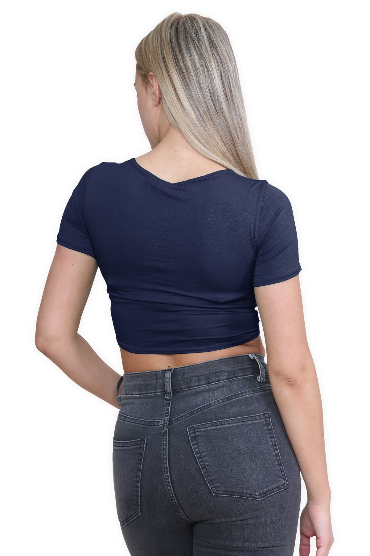 Damen-Cardigan Kurzarm vorne zum Binden einfach Bolero Achselzucken lässig bauchfrei Oberteil - Bild 76 von 133
