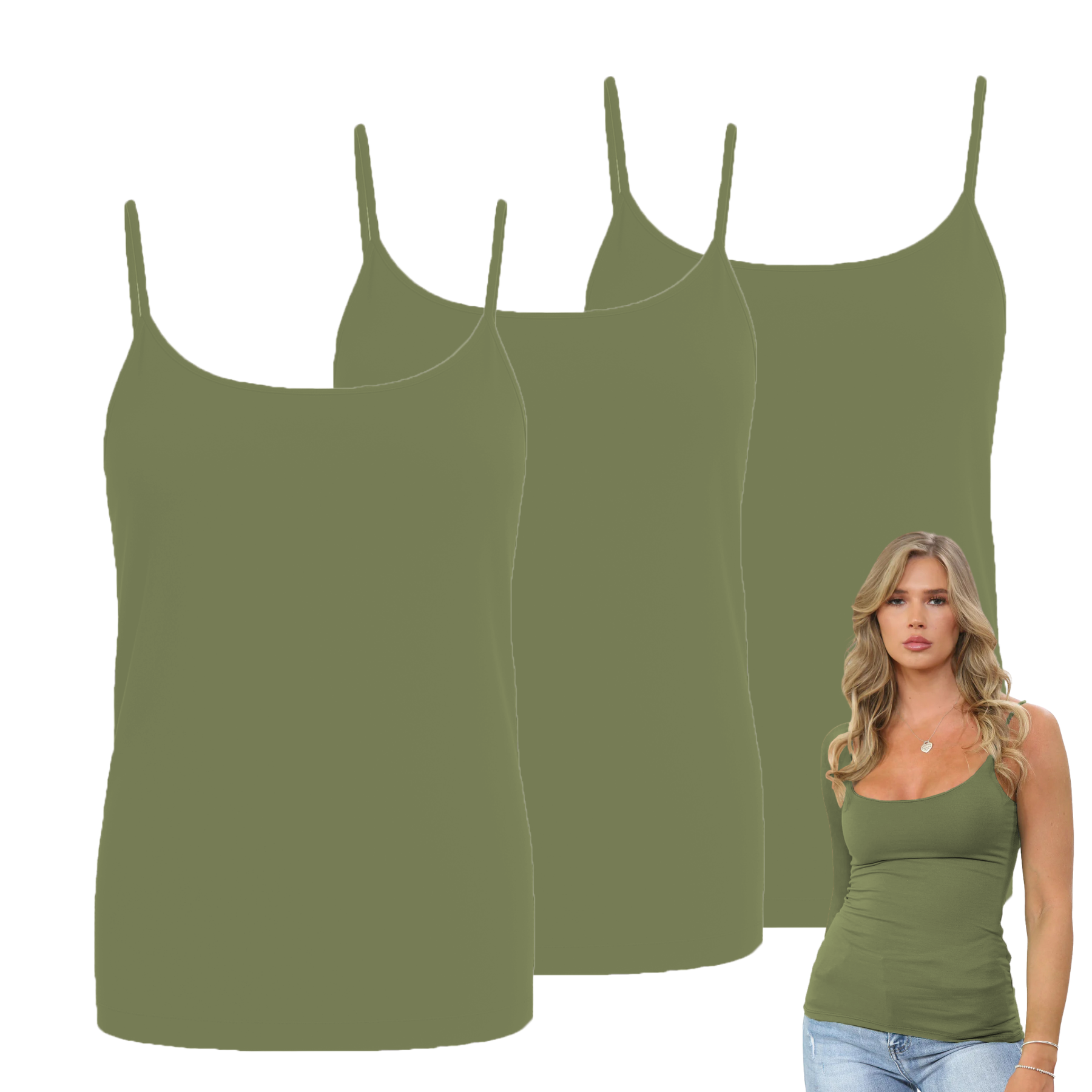 Womens Bodycon Cami Strappy Tank Top Plain Summer Activewear Vest Top, Pack of 3 - Picture 72 of 221