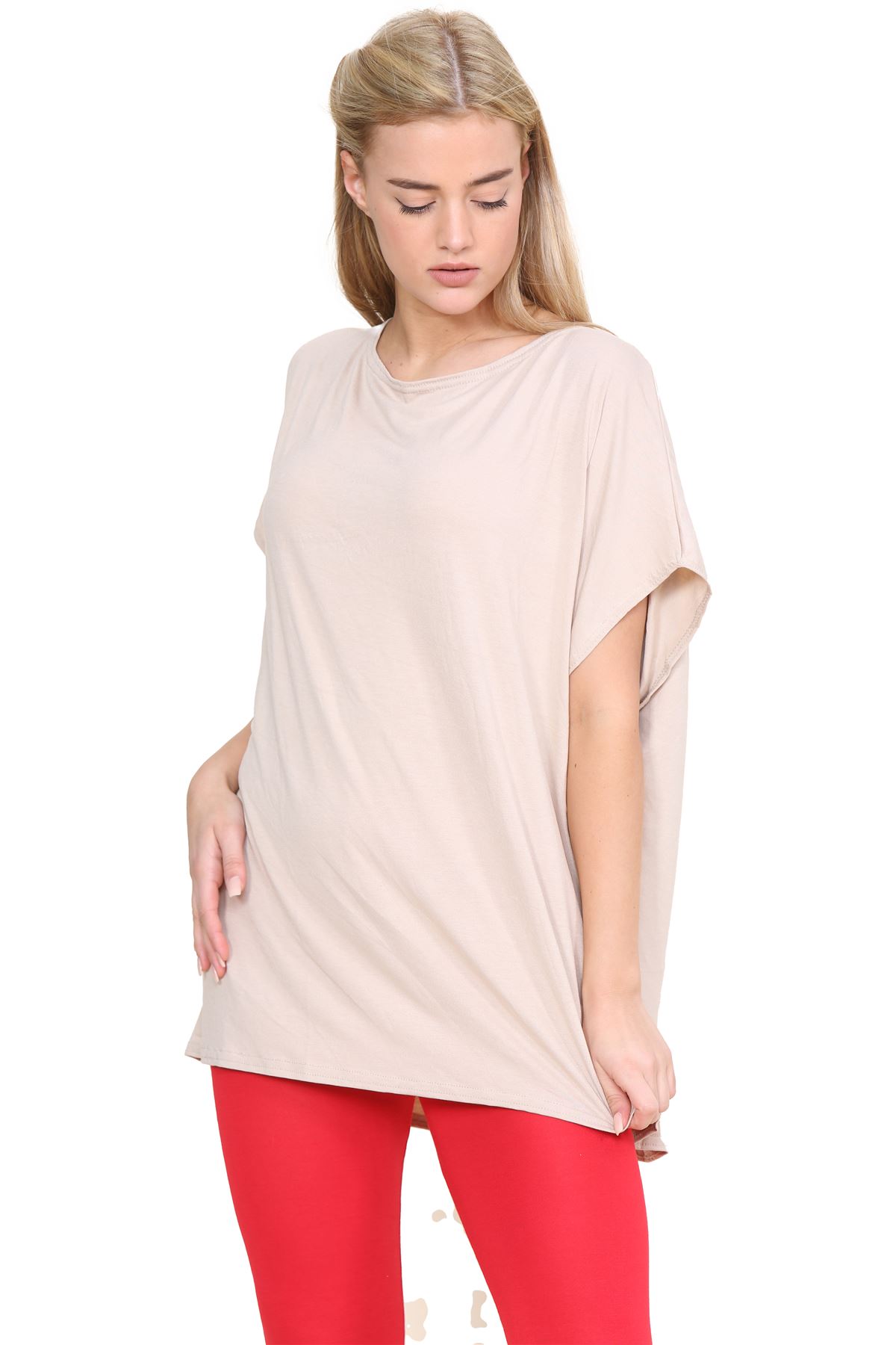 Schulterfreies Damen-T-Shirt Oberteil Fledermausärmel Oversize uni Freizeit Bardot Oberteil - Bild 190 von 225
