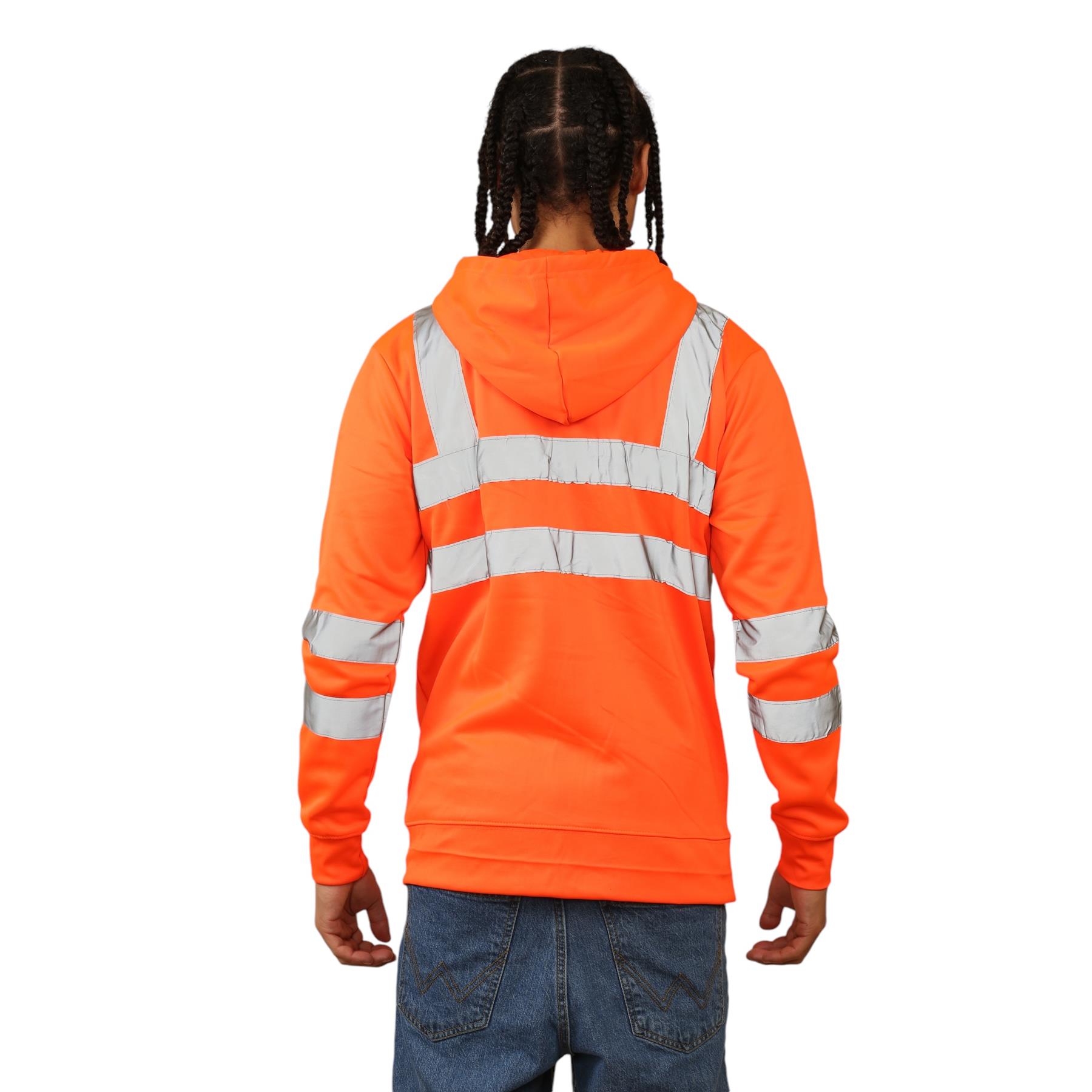 Nuevo Para Hombres Alta Visibilidad Sudadera con Capucha Visibilidad Cremallera Polar Trabajo Sudadera con Capucha Chaqueta - Imagen 10 de 21