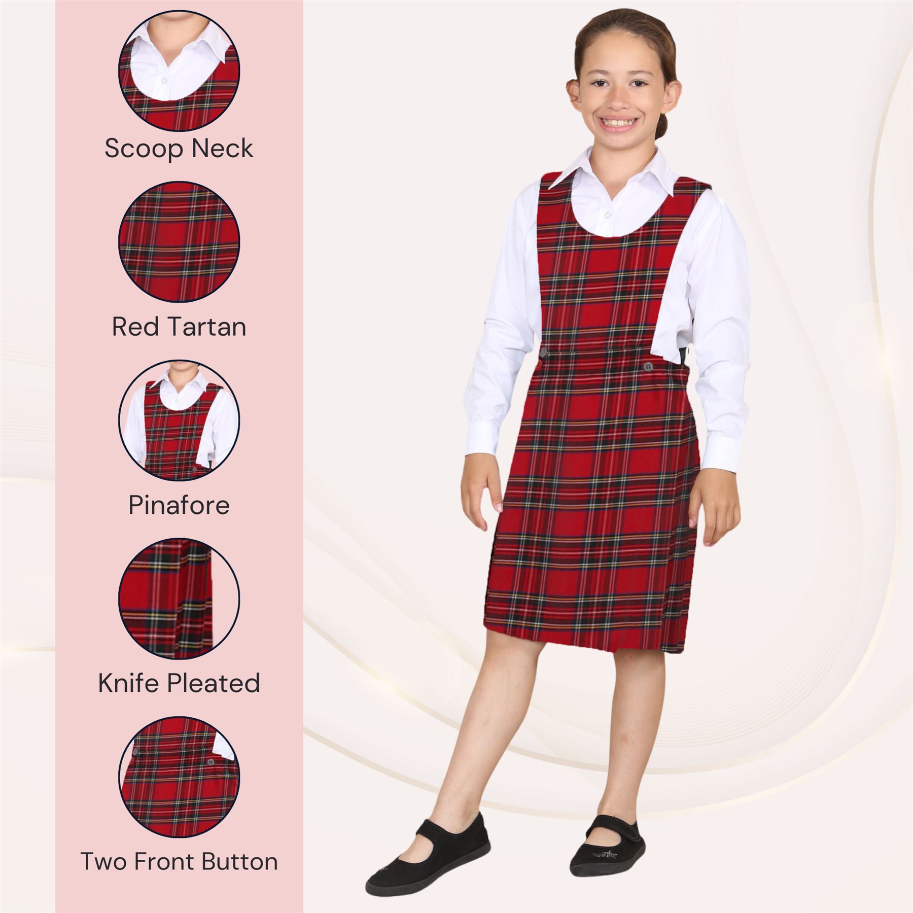 Niñas Babero Delantal Tartán Vestido Envolvente Cuchillo Plisado Uniforme Escolar Paquete de 2 - Imagen 54 de 64