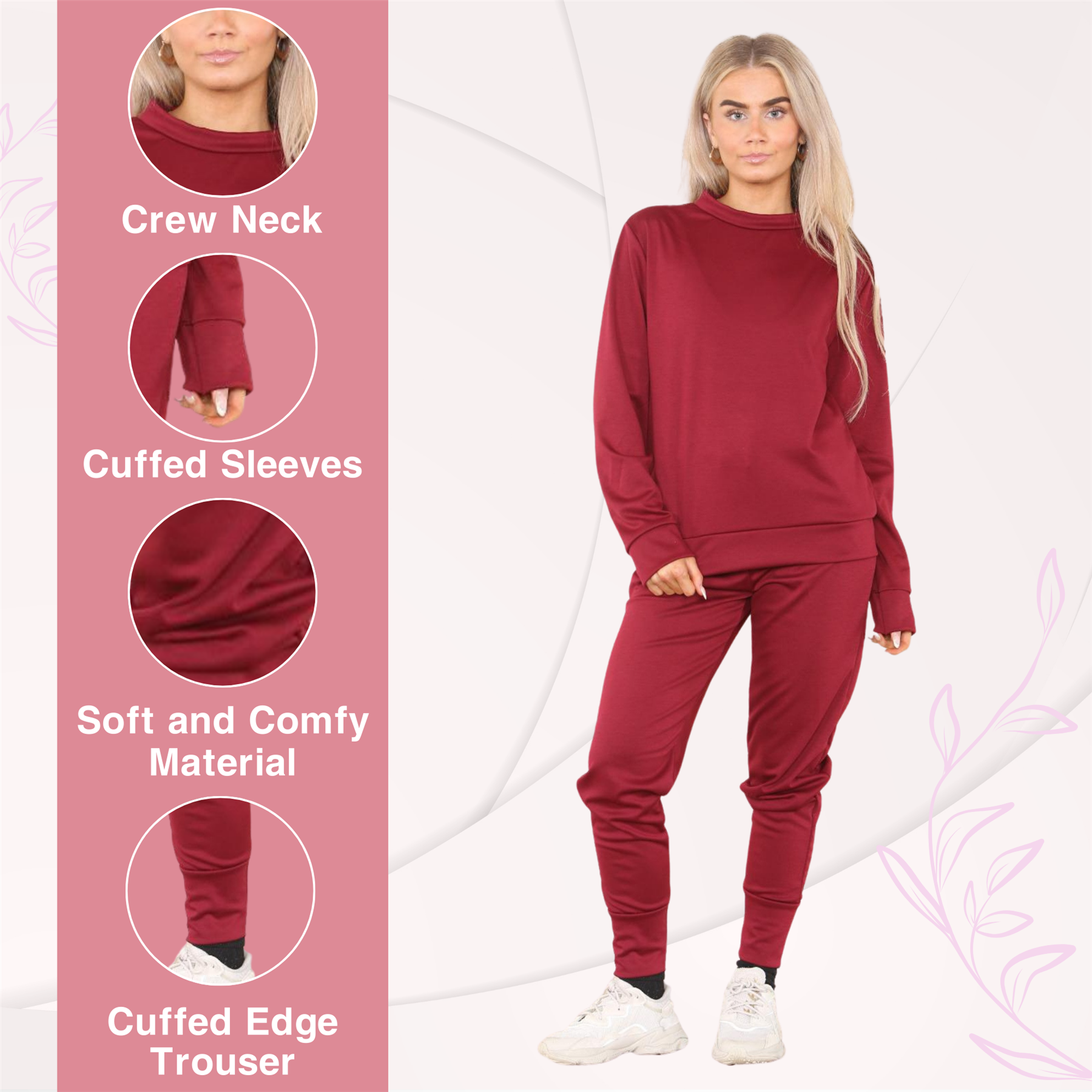 Chándal de manga larga para damas Pantalones de chándal 2 piezas Traje liso Ropa de salón - Imagen 45 de 45