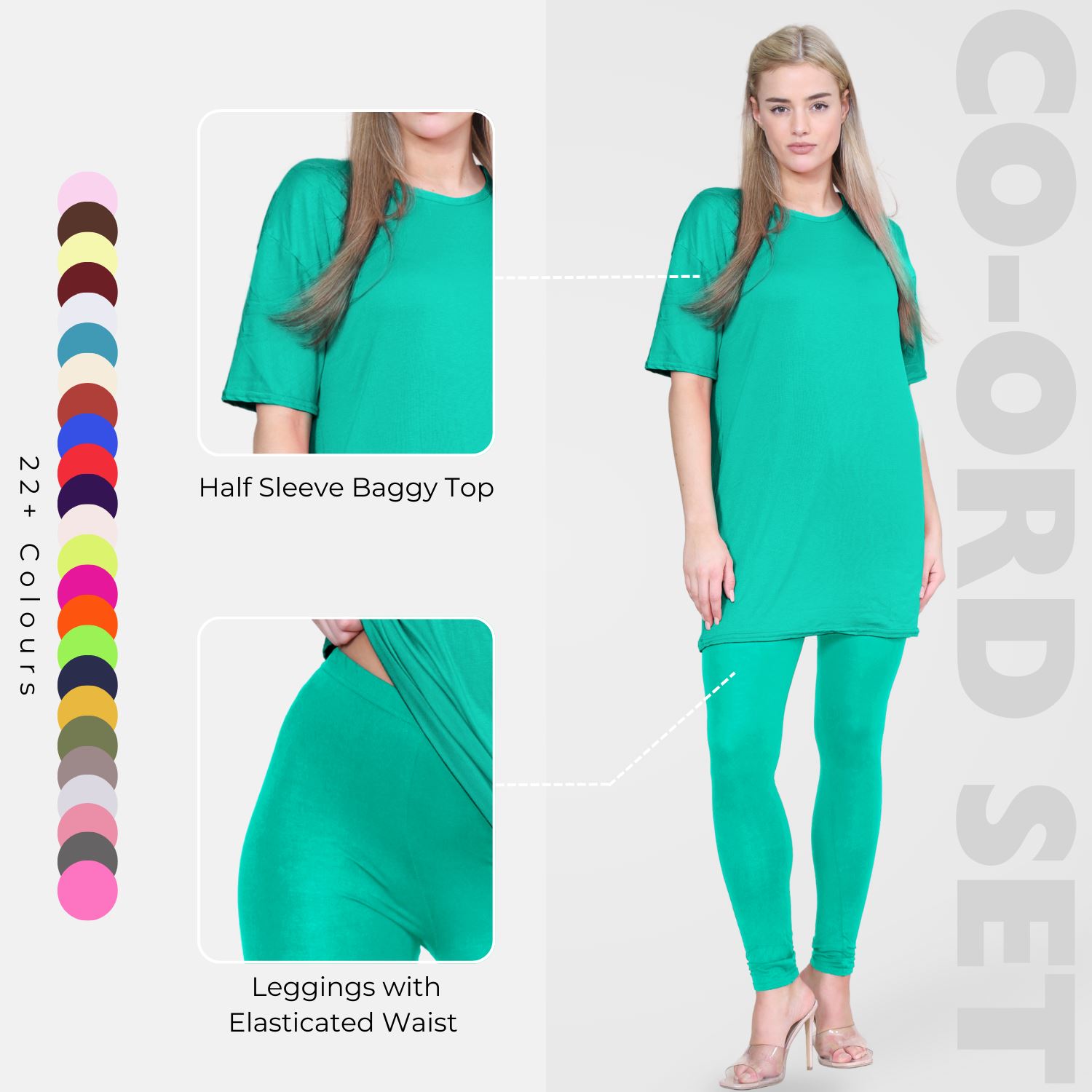Damas Longline Suelto Camiseta Leggings Gimnasio Chándal Conjunto Coord 2 Piezas Ropa de Salón - Imagen 55 de 155