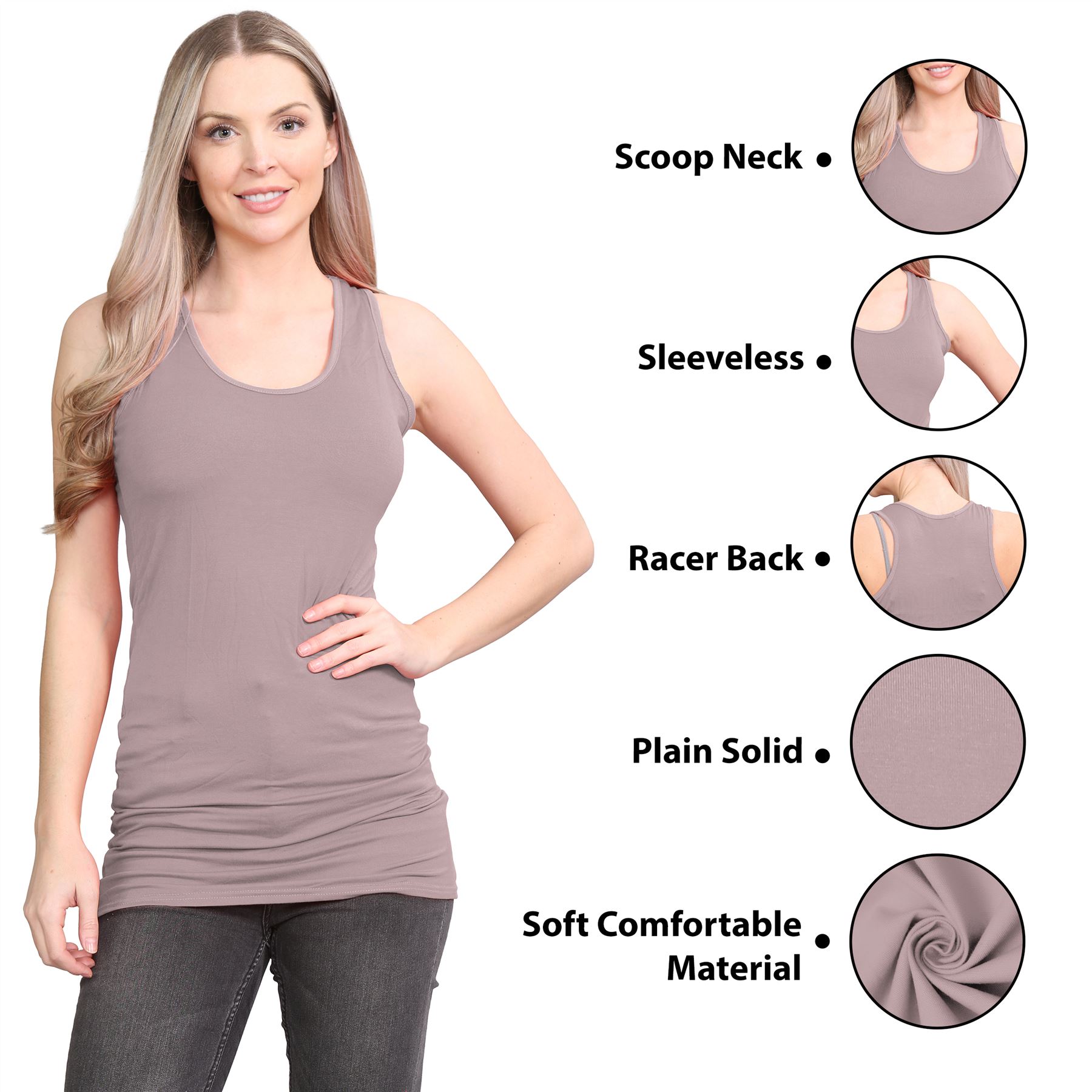 Damen Racerback Weste ärmellos figurbetont einfach dehnbar lang Muskel Gym Top - Bild 57 von 113