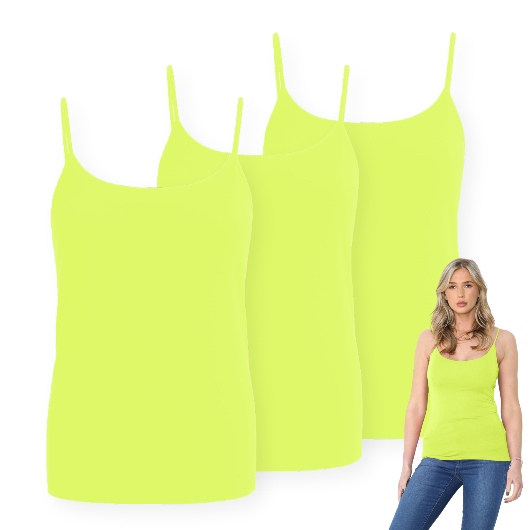 Womens Bodycon Cami Strappy Tank Top Plain Summer Activewear Vest Top, Pack of 3 - Picture 125 of 221