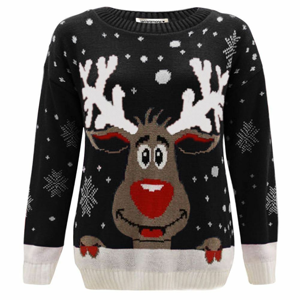 Kinder Weihnachten Pullover Rentier Schneeflocke gestrickt Mädchen Jungen Weihnachten Pullover Pullover - Bild 13 von 22