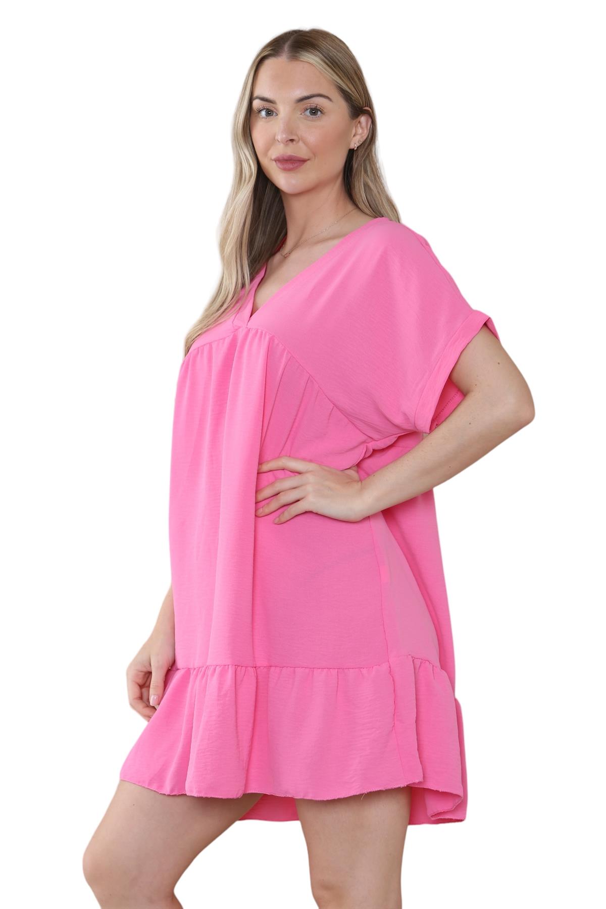 Mini top plisado liso italiano con cuello en V para mujer playa columpio - Imagen 8 de 54