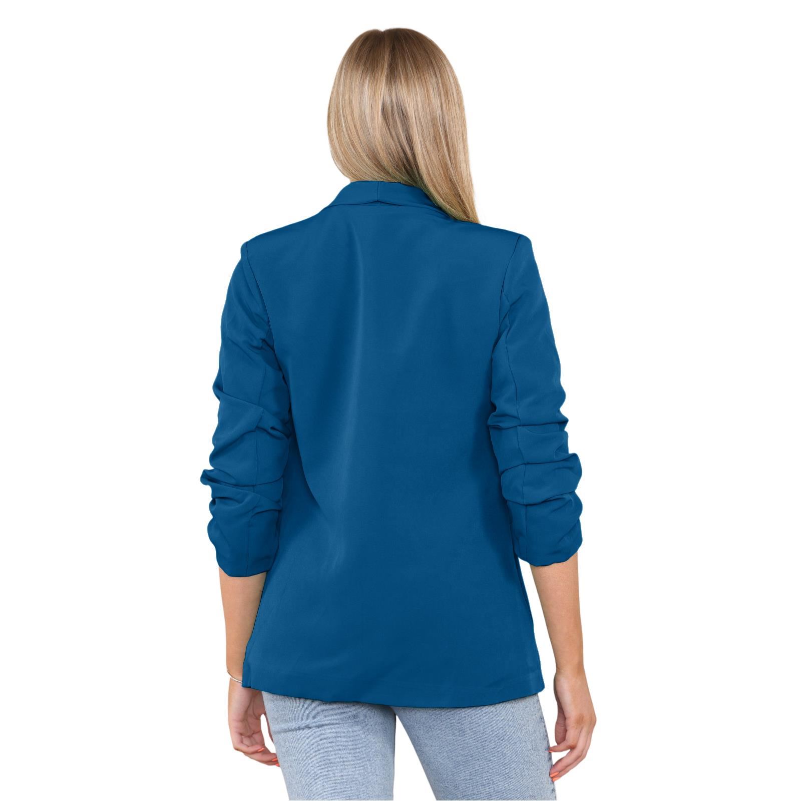 Blazer de manga acanalada para damas totalmente forrado cuello liso informal chaqueta de oficina top - Imagen 81 de 97