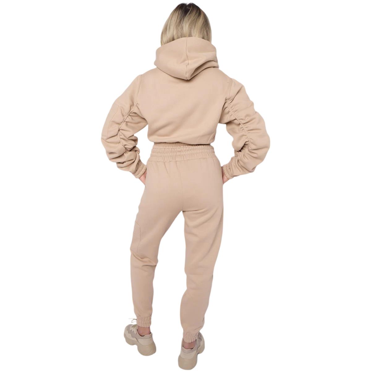 Damas Traje de chándal 2 piezas Juego de salón Mangas fruncidas Sudadera con capucha recortadas Ropa de salón - Imagen 42 de 44