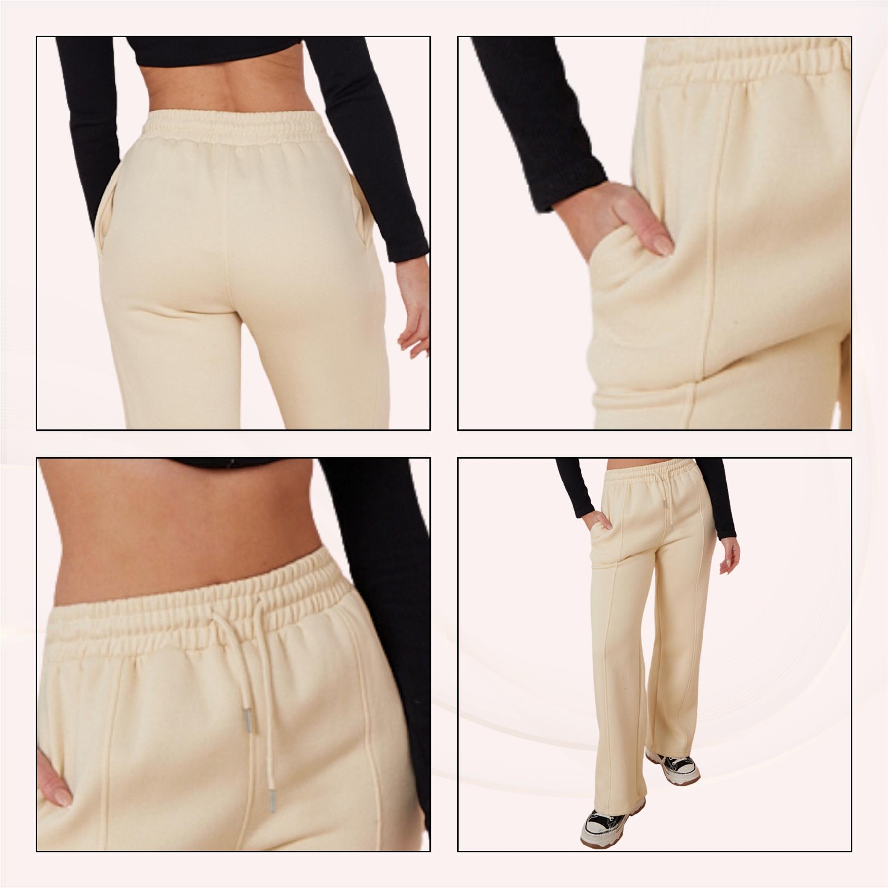 Ladies Fleece Lined Trousers Sweatpants Elastic Waist Wide Leg Loungewear Pants - Picture 22 of 43