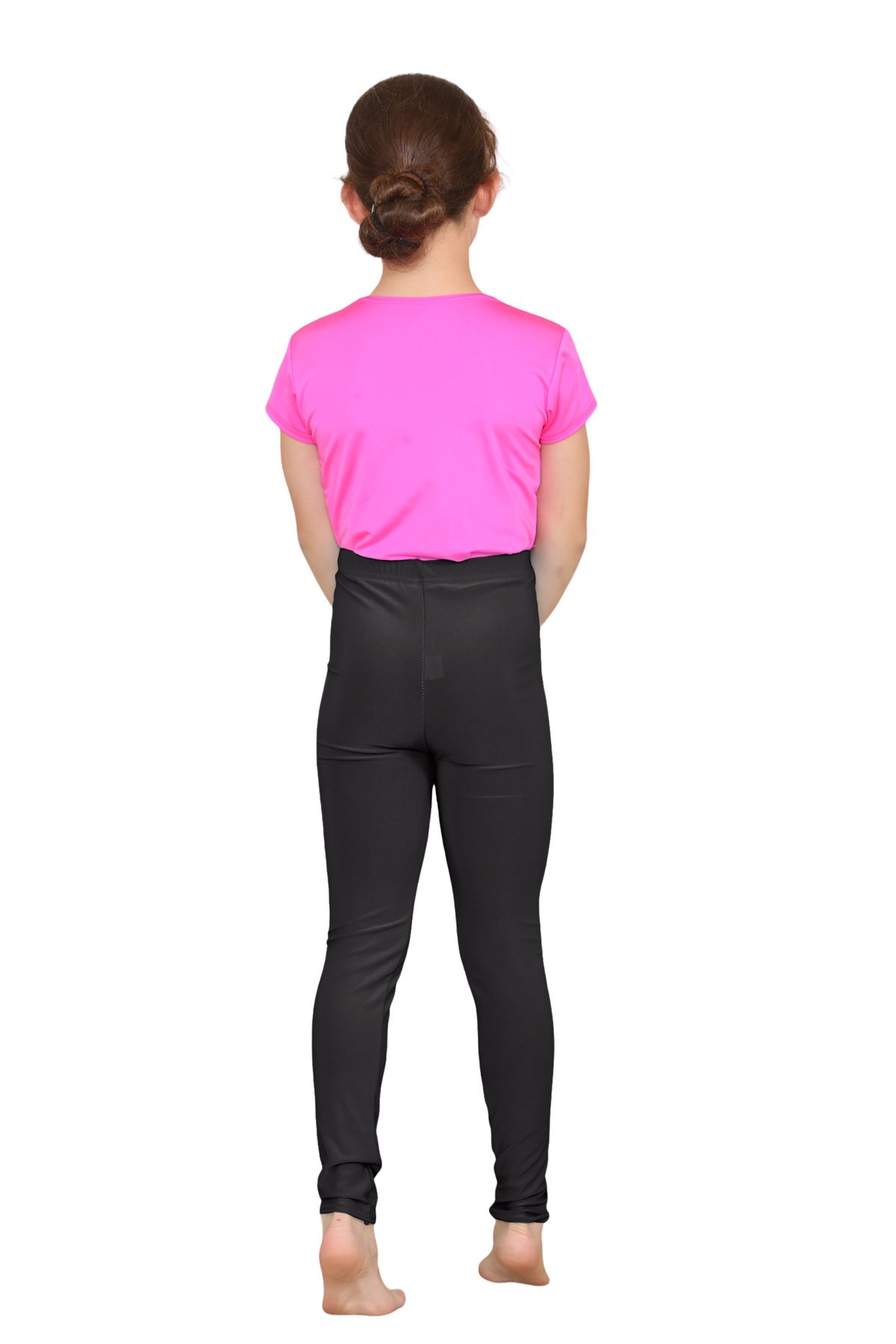Girls Dance Leggings Gymnastics Microfibre Pants Kids Plain Full Length Trousers - Picture 17 of 85