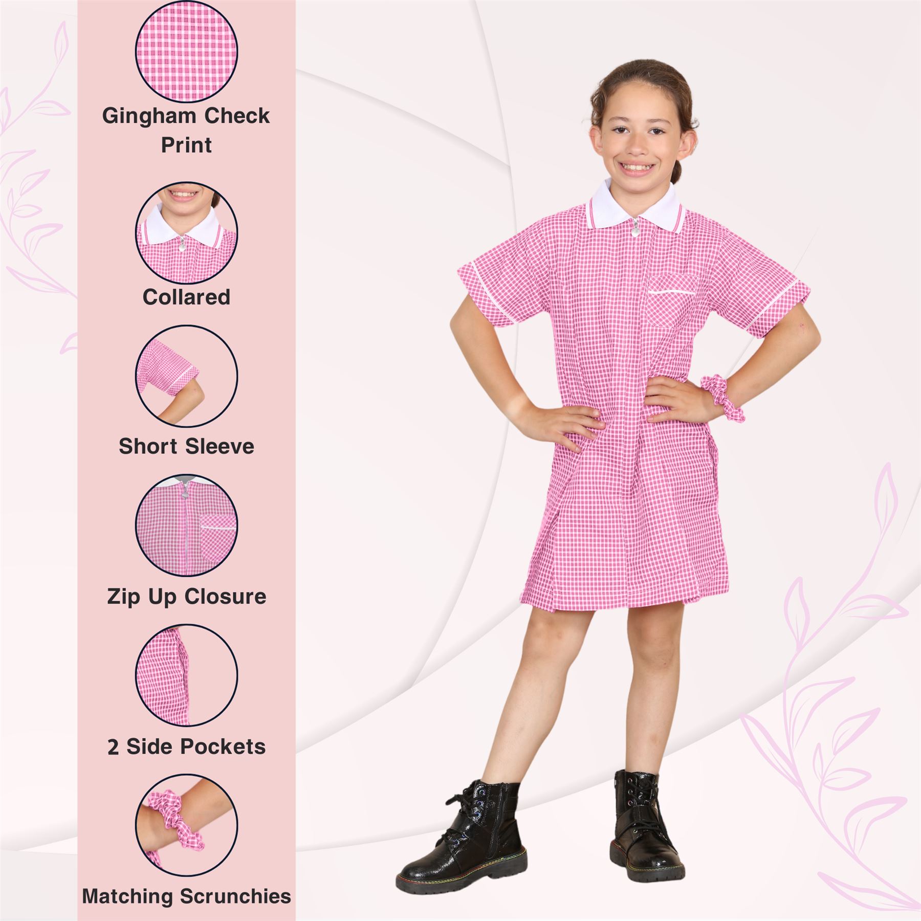Mädchen Gingham Schule Kurzarm Plissee Kleid Schuluniform Sommer 2er Pack - Bild 20 von 49