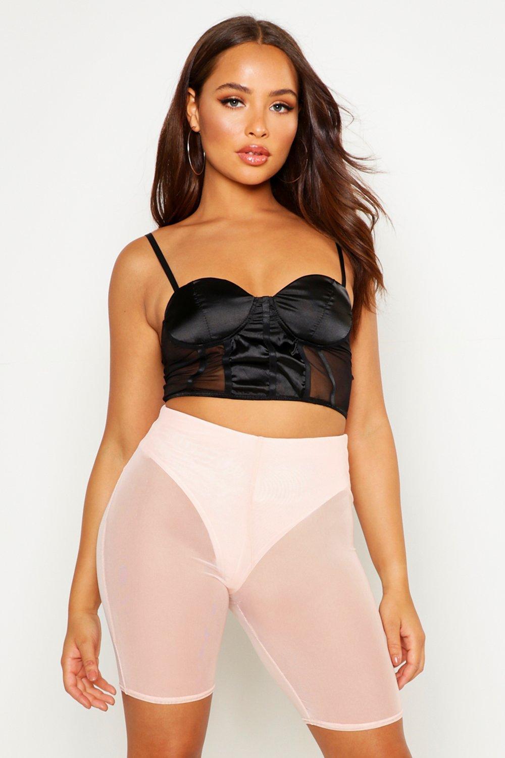 Damen Netz durchsichtig kurze Hose uni Sommer Aktiv Sport Radsport Shorts - Bild 14 von 24