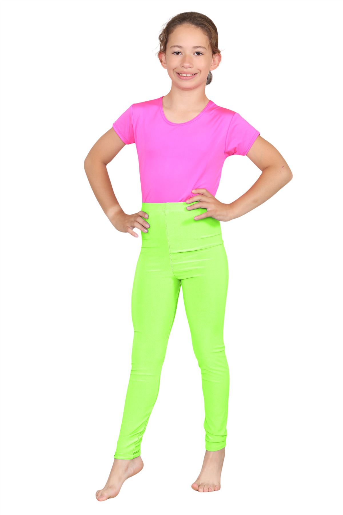 Girls Dance Leggings Gymnastics Microfibre Pants Kids Plain Full Length Trousers - Picture 26 of 85
