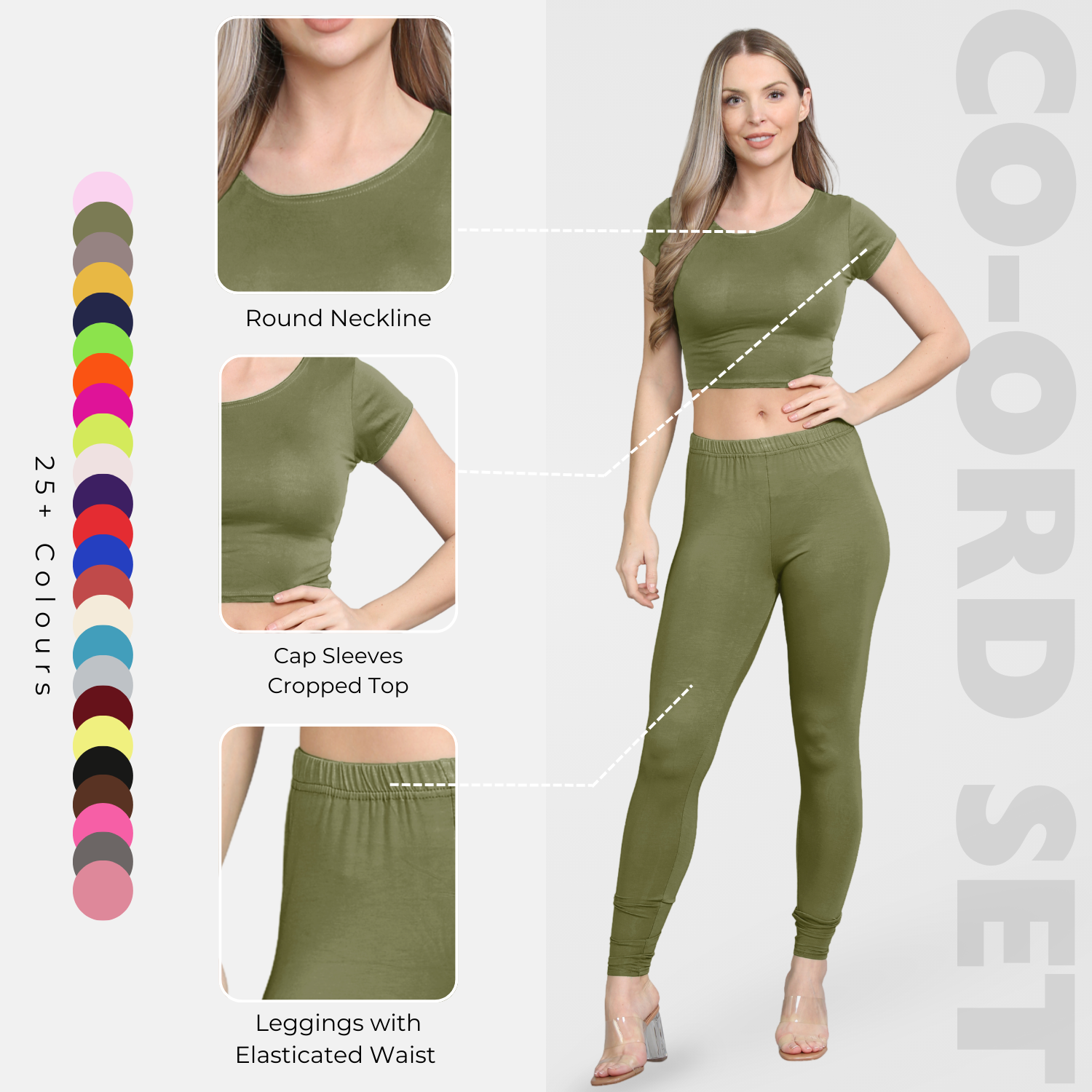 Damen Trainingsanzug Kurzarm Crop Top Sport Legging Workout Aktiv Lounge Set - Bild 62 von 148