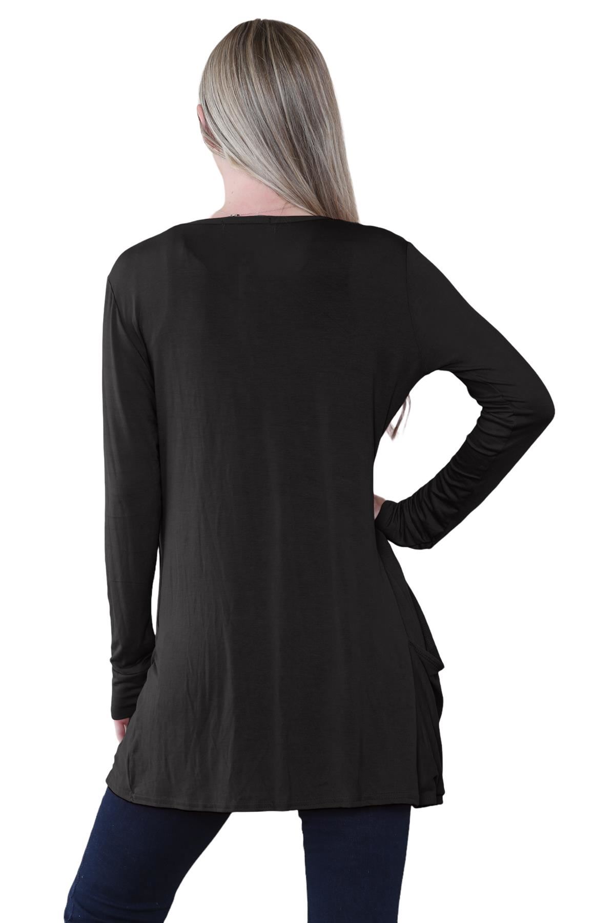 Boyfriend Cardigan Damen schlicht langärmelig offener Tropfen Tasche Freizeit Achselzucken Oberteil - Bild 9 von 148