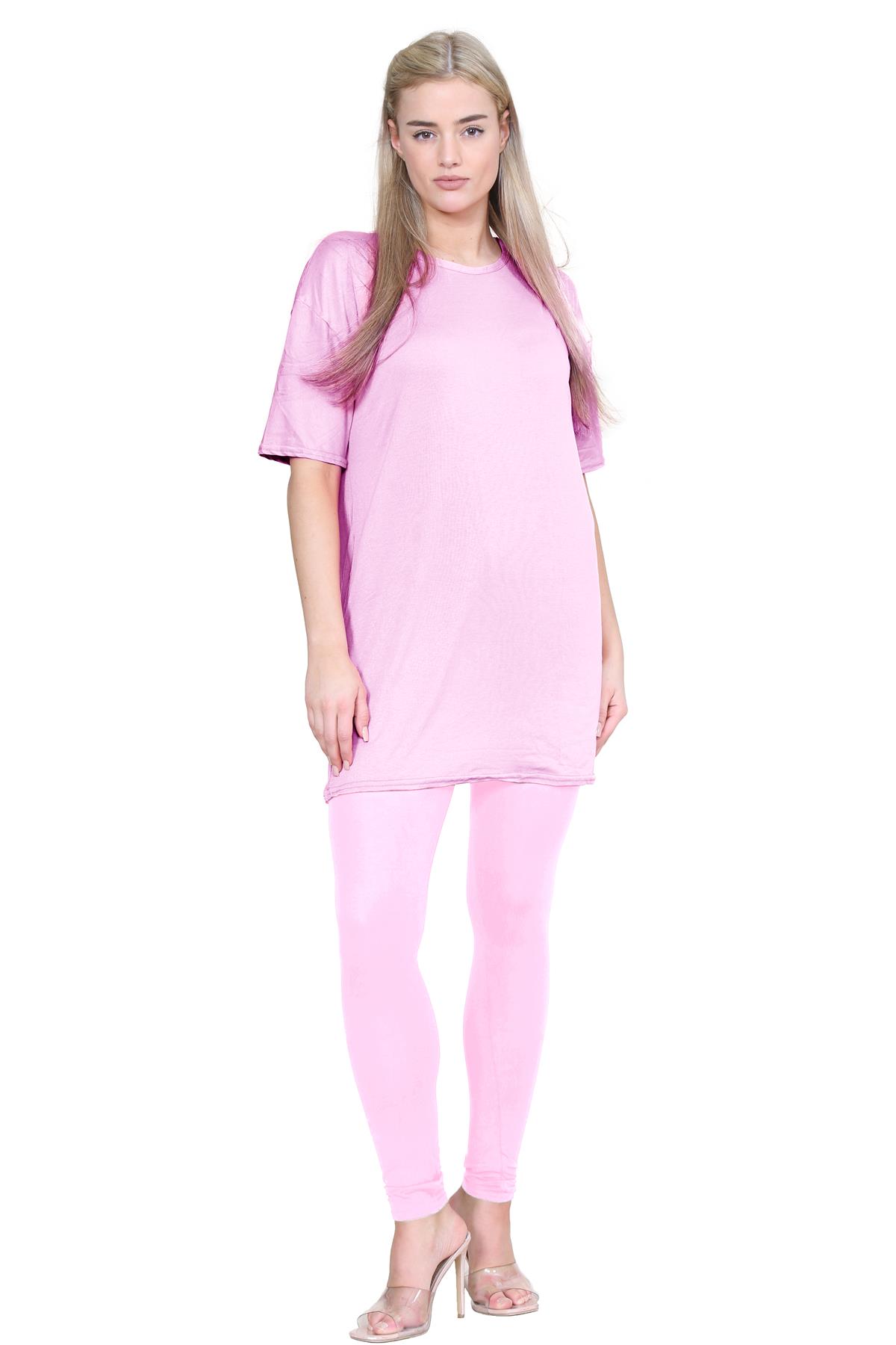 Damas Longline Suelto Camiseta Leggings Gimnasio Chándal Conjunto Coord 2 Piezas Ropa de Salón - Imagen 2 de 155