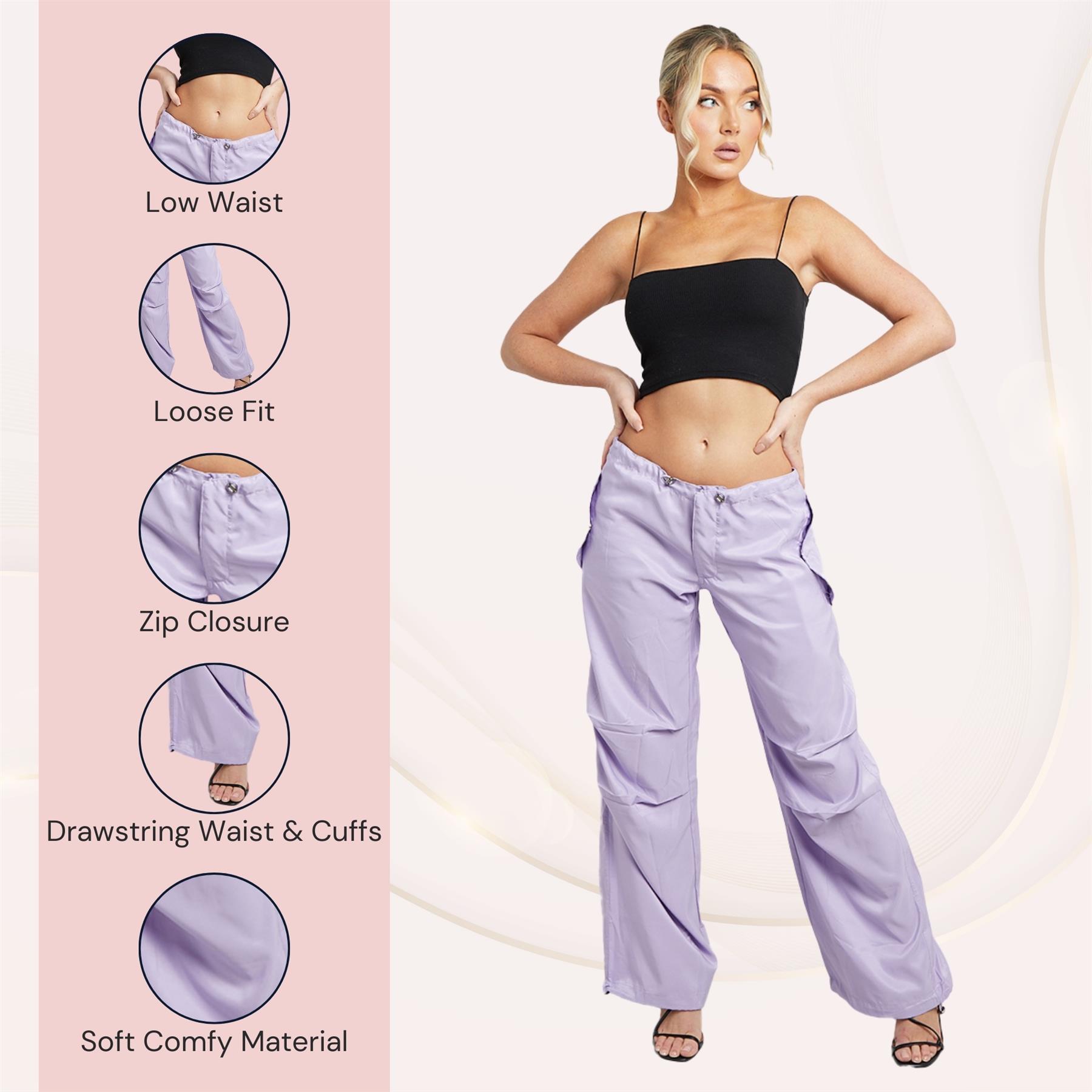 Pantalones de carga para mujer parte inferior con puños cordón cintura baja sueltos pantalones informales - Imagen 27 de 50