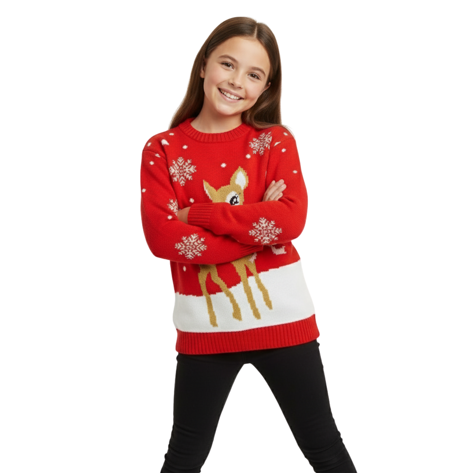 Kids Christmas Jumper Girls Boy Reindeer Sweater Children Novelty Xmas Sweater - Picture 19 of 97