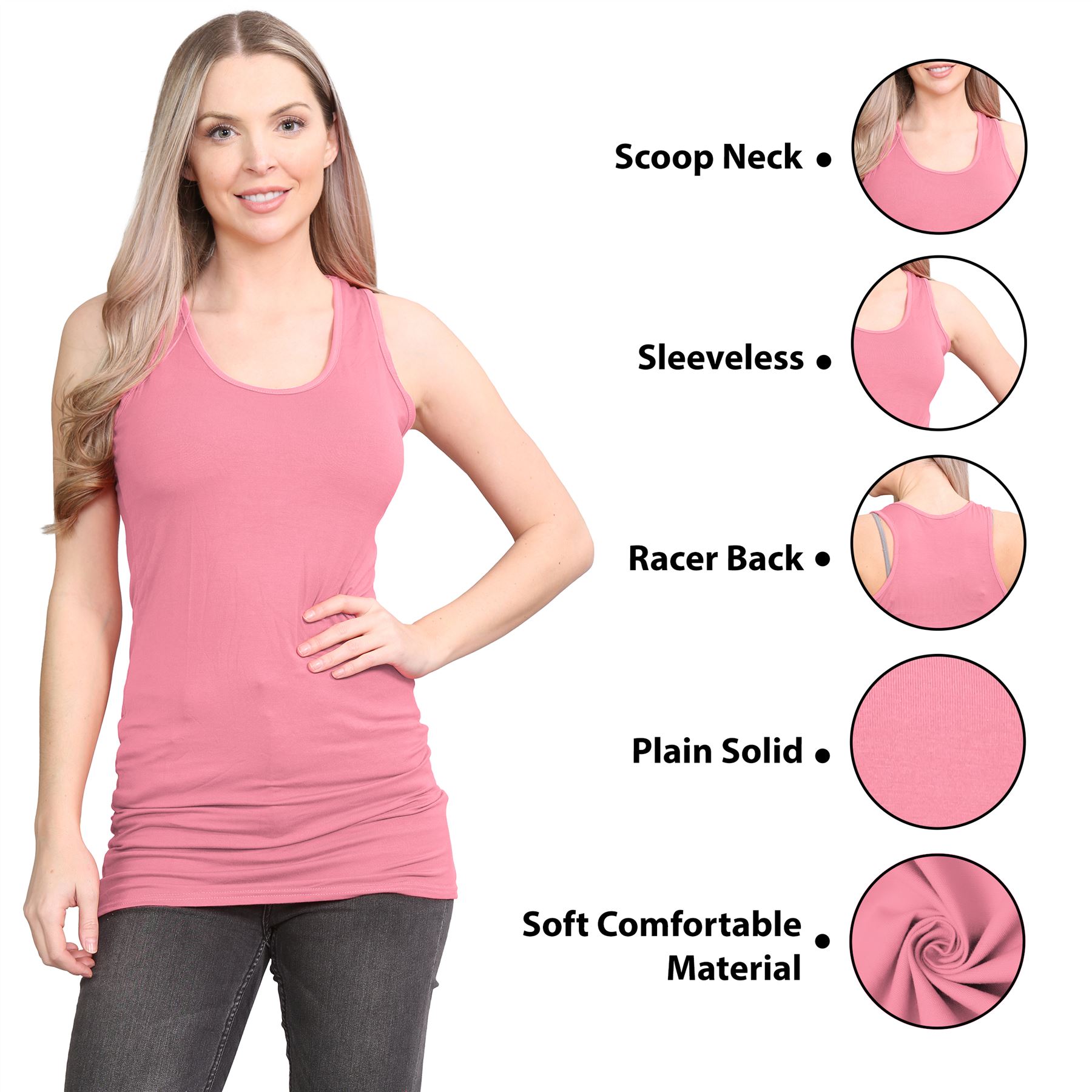 Damen Racerback Weste ärmellos figurbetont einfach dehnbar lang Muskel Gym Top - Bild 29 von 113
