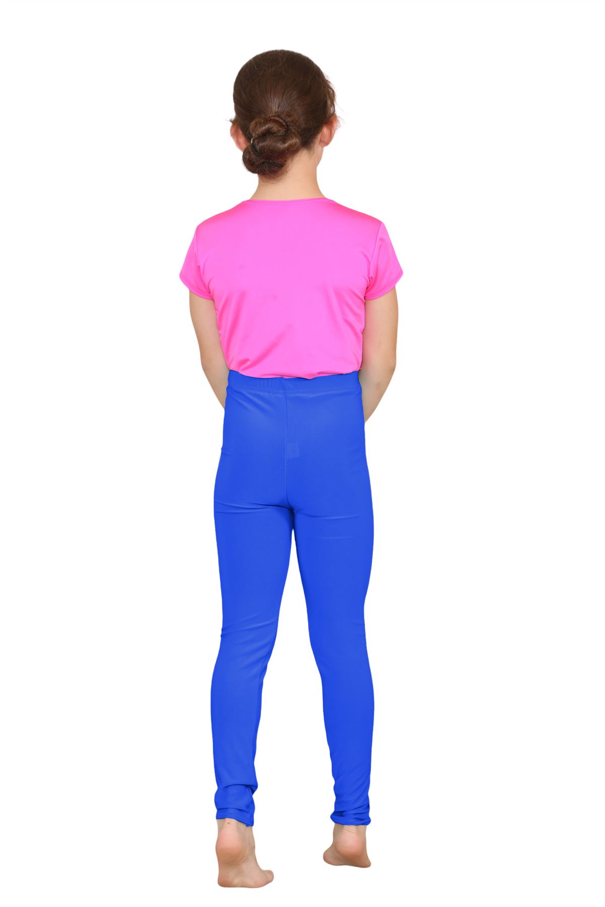 Girls Dance Leggings Gymnastics Microfibre Pants Kids Plain Full Length Trousers - Picture 71 of 85