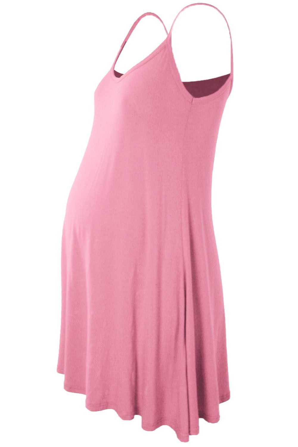 Womens Sleeveless Maternity Dress Camisole Ladies Flared Plain Strappy Cami Top - Picture 22 of 28