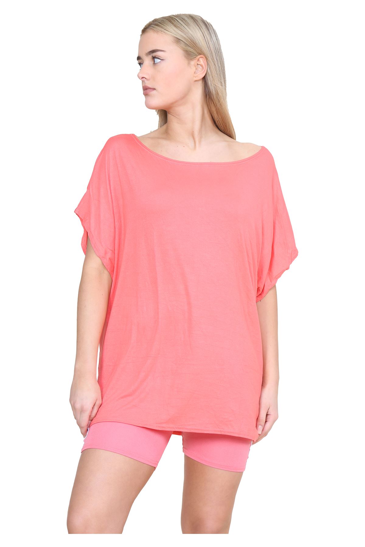 Schulterfreies Damen-T-Shirt Oberteil Fledermausärmel Oversize uni Freizeit Bardot Oberteil - Bild 40 von 225