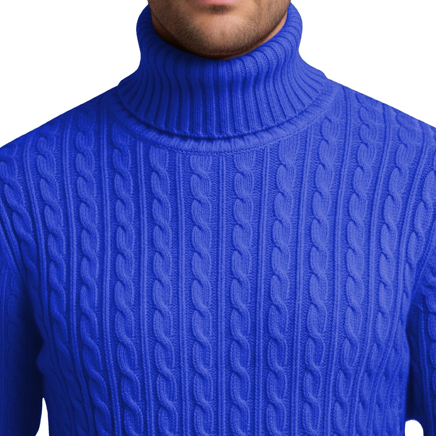 Herren Polo Rollkragen Langarm Pullover Zopfmuster Winterpullover Pulli - Bild 95 von 154