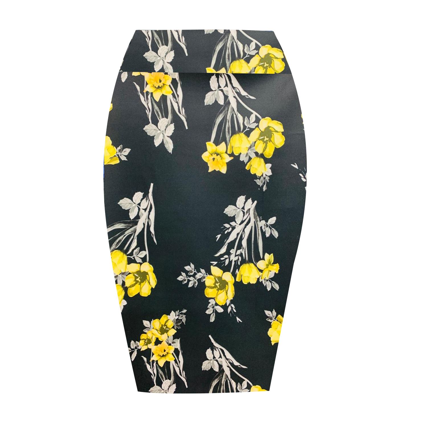 Ladies Pencil Skirt Tube High Waist Printed Stretchy Bodycon Summer Midi Skirt - Picture 5 of 14