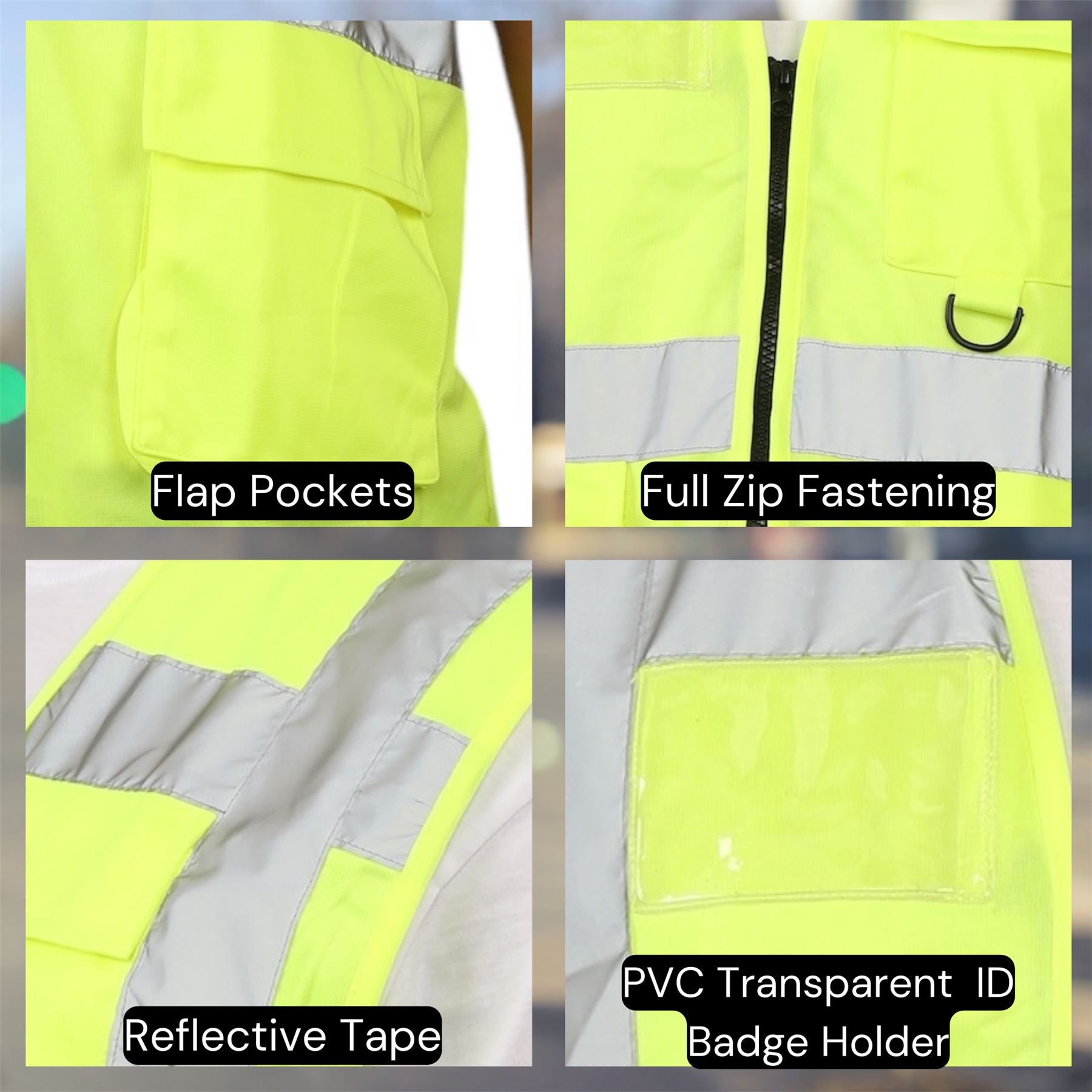 Chaleco de alta visibilidad para hombre chaleco de seguridad reflectante chaqueta de trabajo de alta visibilidad - Imagen 12 de 13