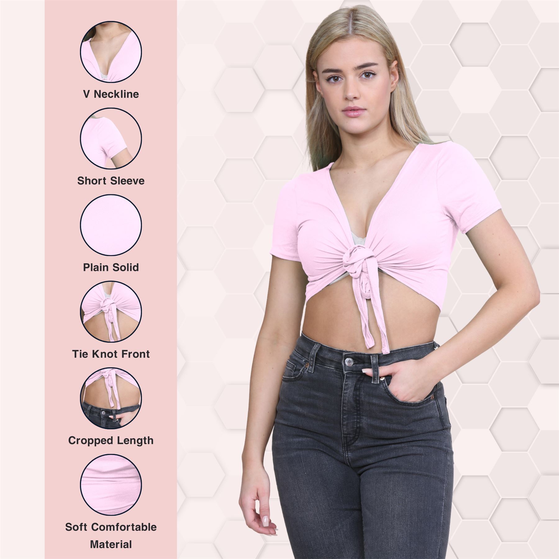 Damen-Cardigan Kurzarm vorne zum Binden einfach Bolero Achselzucken lässig bauchfrei Oberteil - Bild 5 von 133