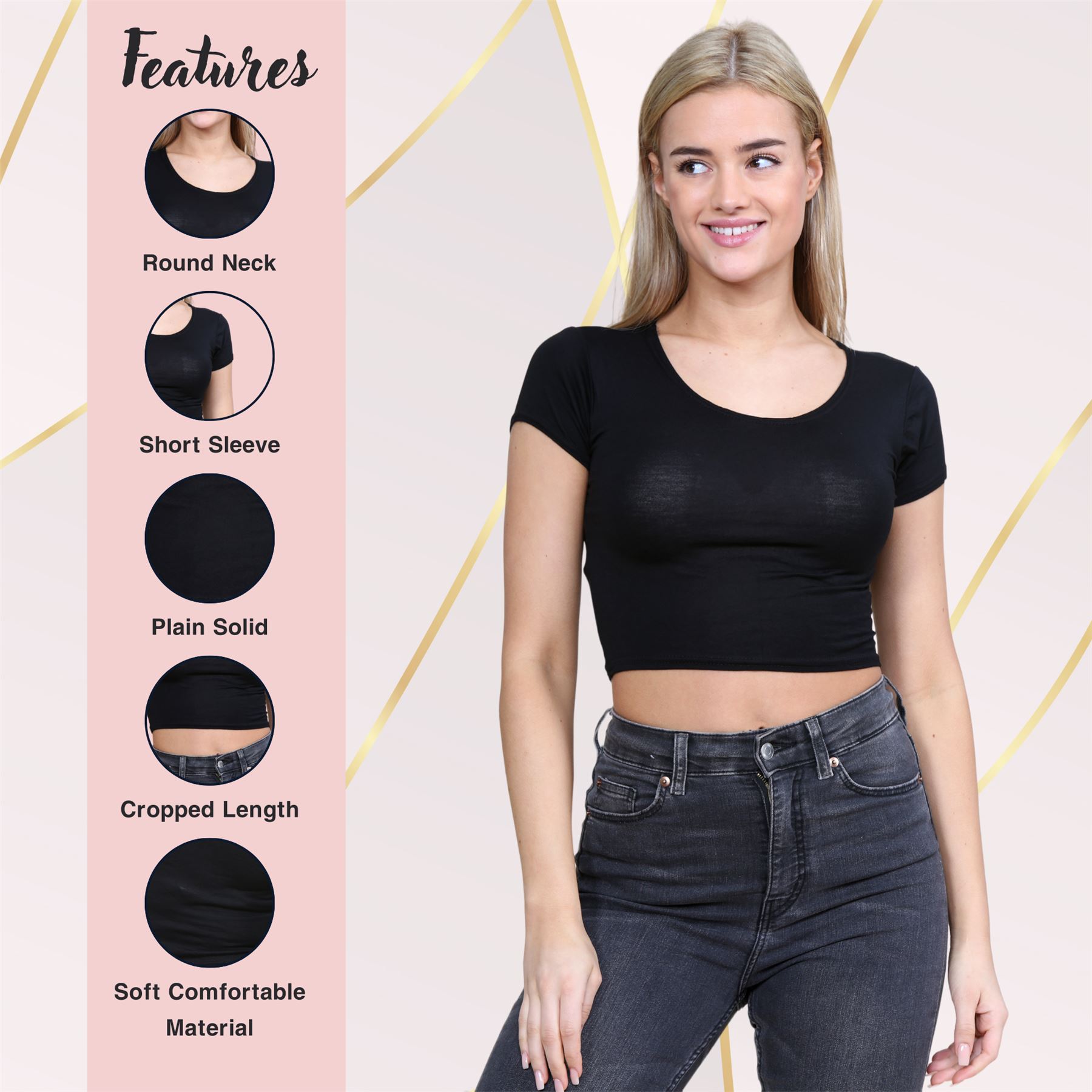 Crop Top Womens Cap Sleeve Top Plain Basic Stretchy Tee T-Shirt Short Vest Top - Picture 16 of 174