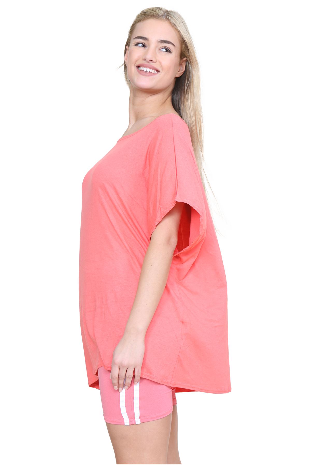 Schulterfreies Damen-T-Shirt Oberteil Fledermausärmel Oversize uni Freizeit Bardot Oberteil - Bild 41 von 225