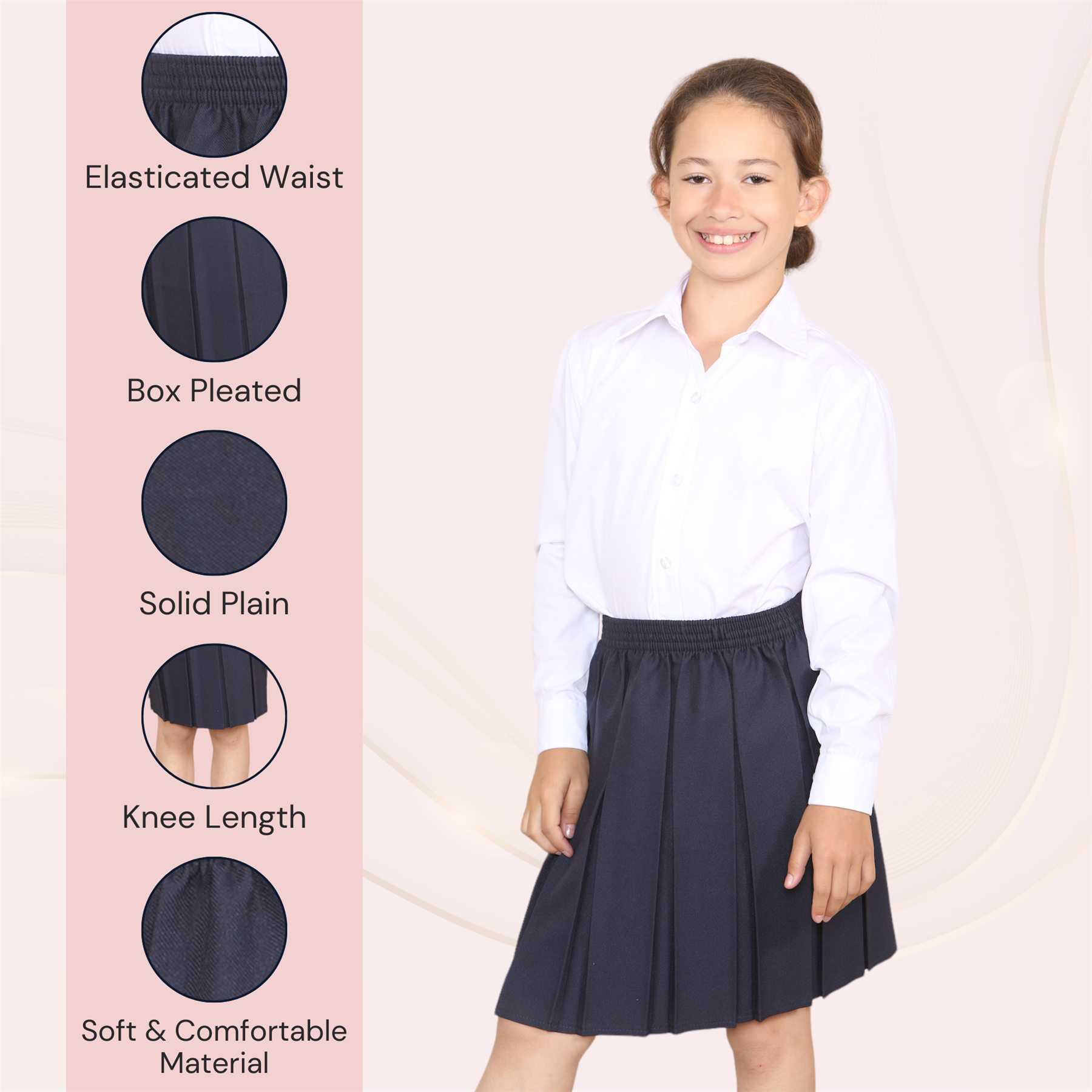 Mädchen Box Plissee Rock Schule Allround elastische Taille Uniform Kinder Röcke - Bild 33 von 92