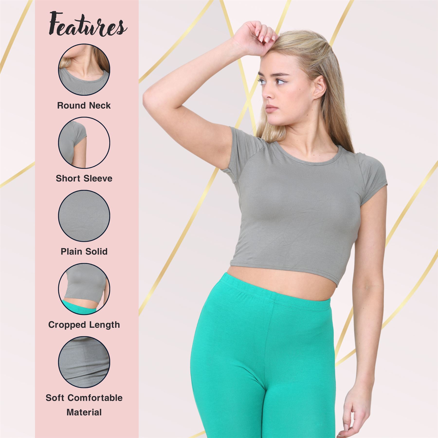 Crop Top Womens Cap Sleeve Top Plain Basic Stretchy Tee T-Shirt Short Vest Top - Picture 63 of 174