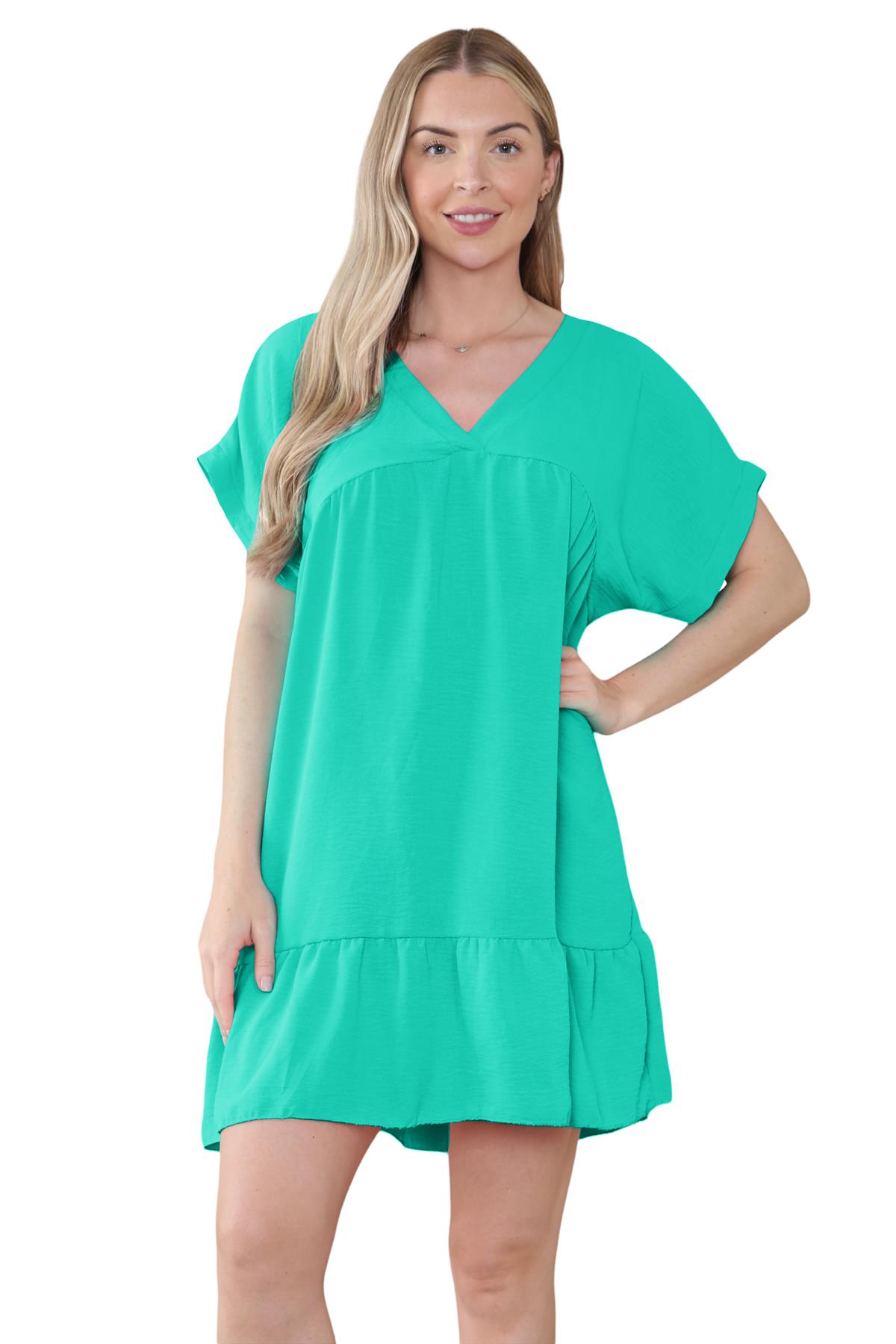 Mini top plisado liso italiano con cuello en V para mujer playa columpio - Imagen 17 de 54