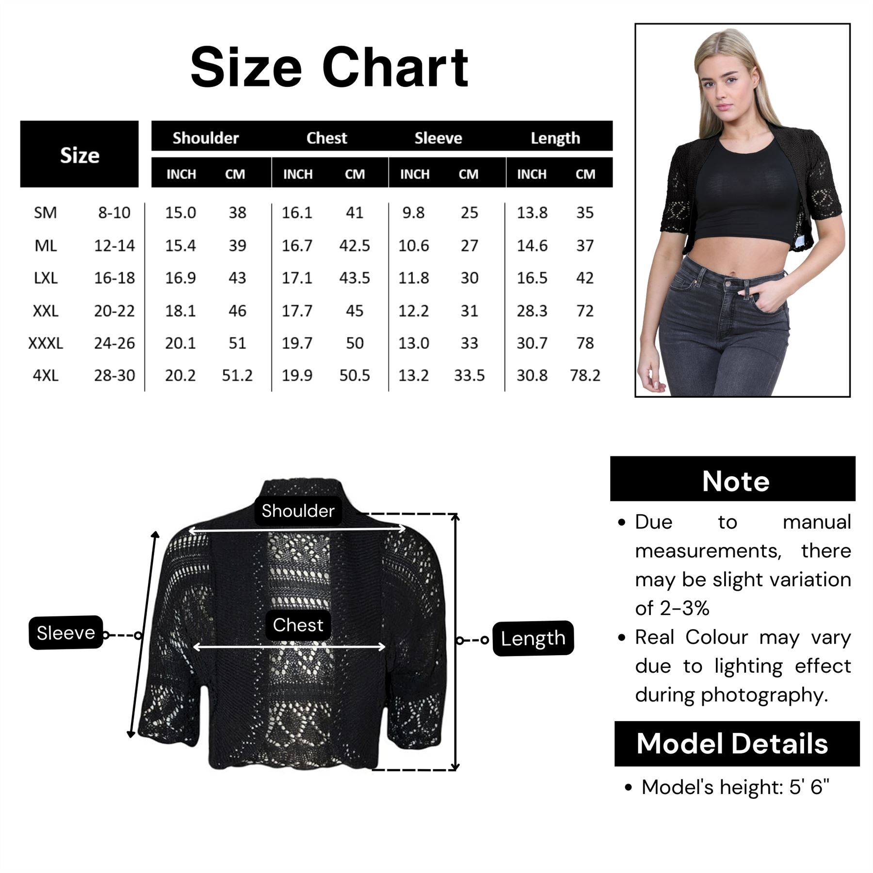 Womens Crochet Knitted Bolero Shrug Short Sleeve Open Front Cardigan Crop Top - Picture 24 of 186