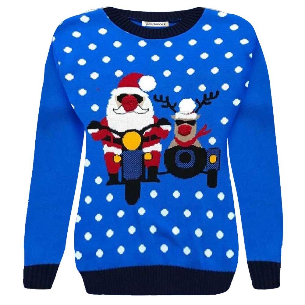 Christmas Reindeer Jumper Womens Knitted Funny Xmas Sweater Unisex Retro Jumpers - Picture 96 of 128