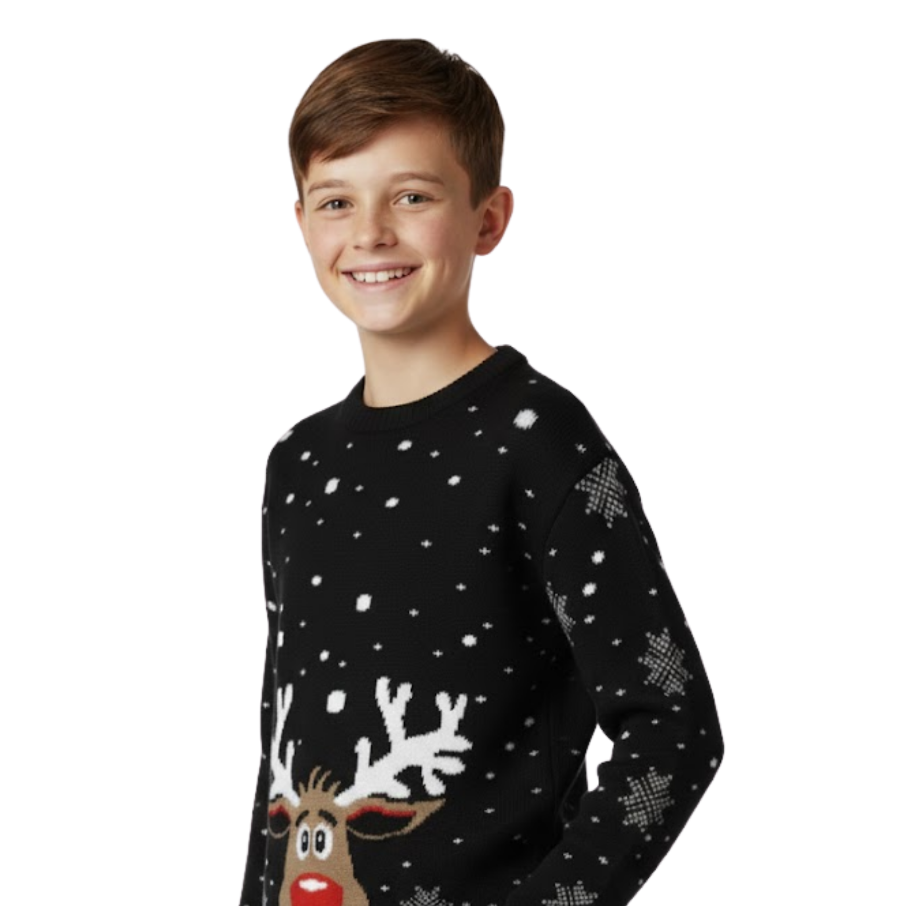 Maglione Renna Bambini Natale Unisex Maglione Girocollo Natale Ragazze Ragazzi Pullover - Foto 5 di 15