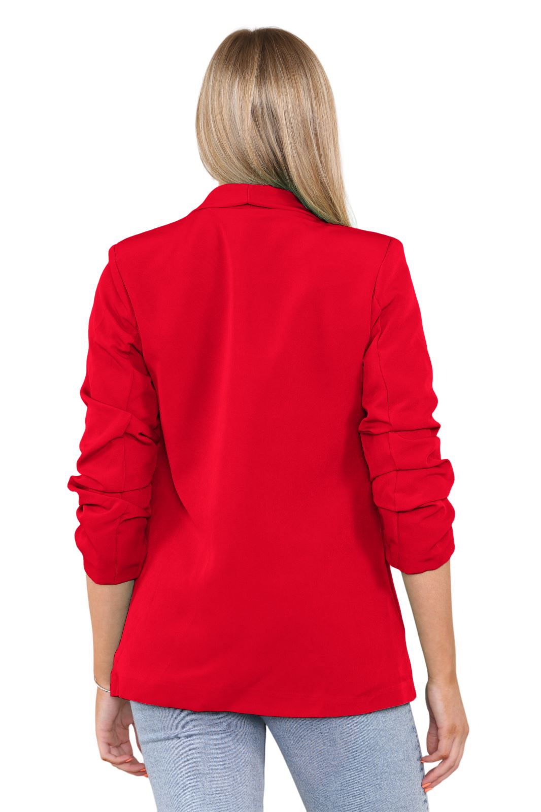 Blazer de manga acanalada para damas totalmente forrado cuello liso informal chaqueta de oficina top - Imagen 62 de 97