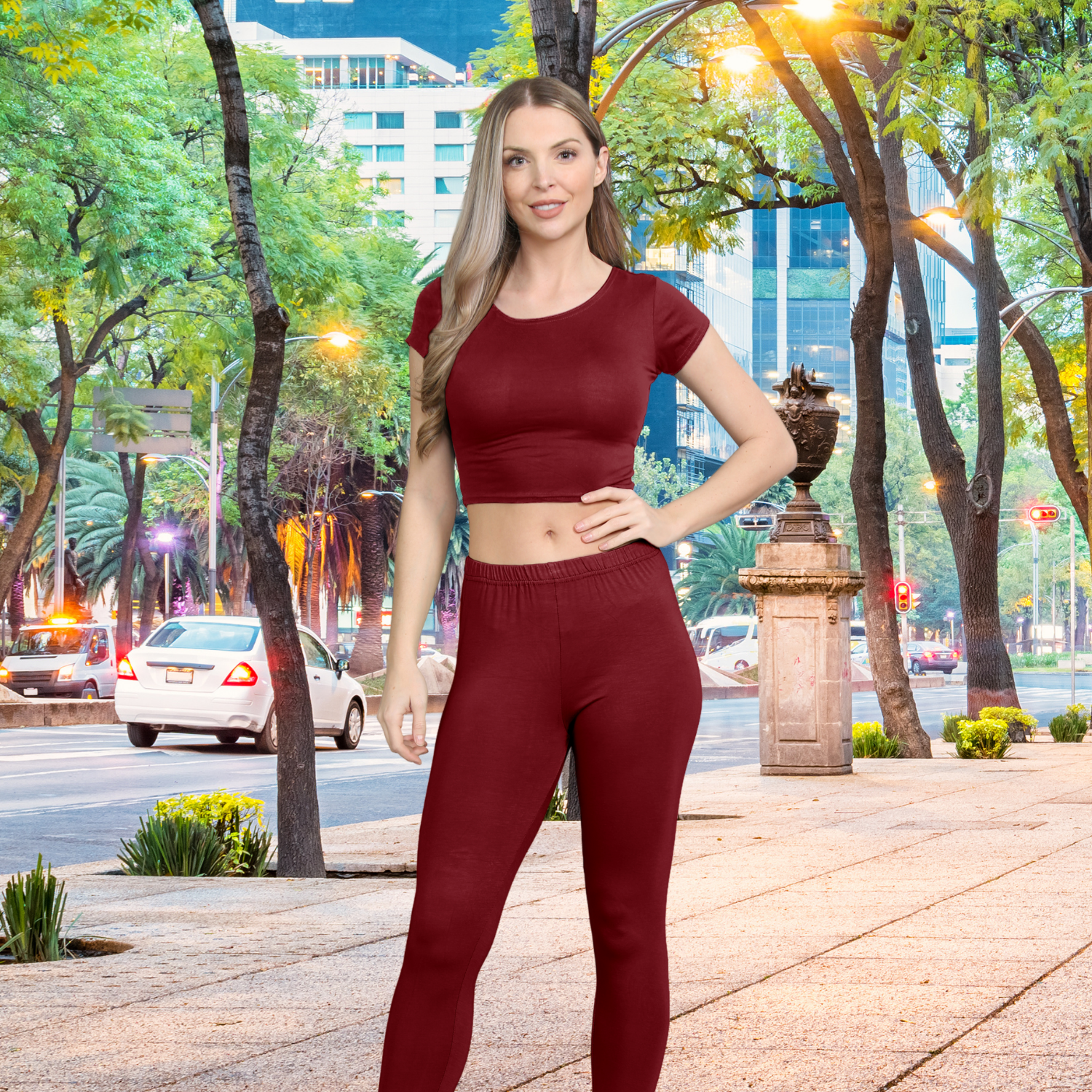 Damen Trainingsanzug Kurzarm Crop Top Sport Legging Workout Aktiv Lounge Set - Bild 134 von 148