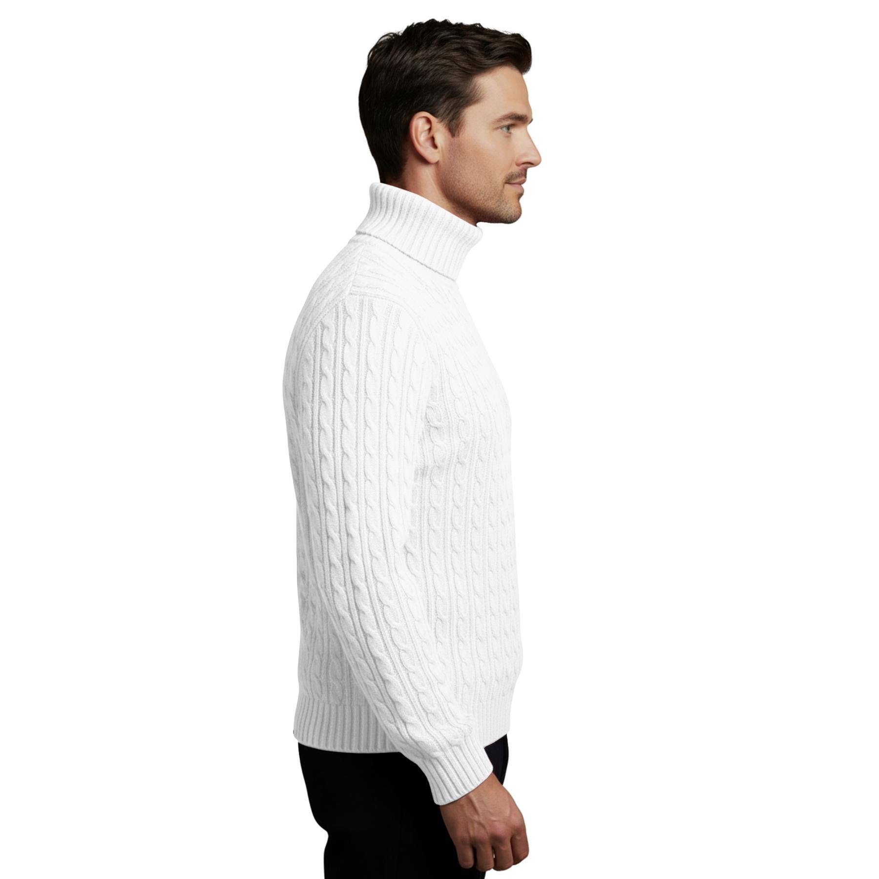 Herren Polo Rollkragen Langarm Pullover Zopfmuster Winterpullover Pulli - Bild 121 von 154