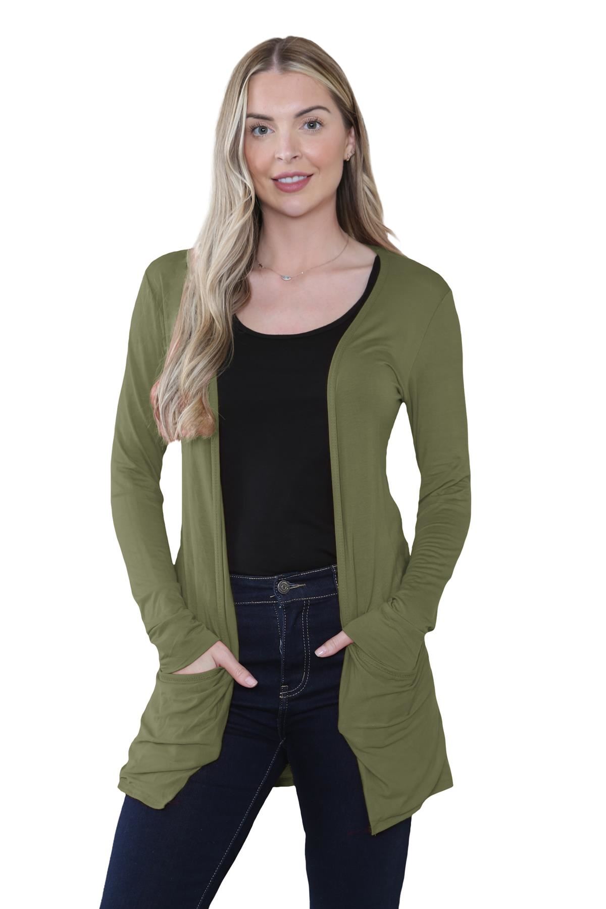 Boyfriend Cardigan Damen schlicht langärmelig offener Tropfen Tasche Freizeit Achselzucken Oberteil - Bild 56 von 148
