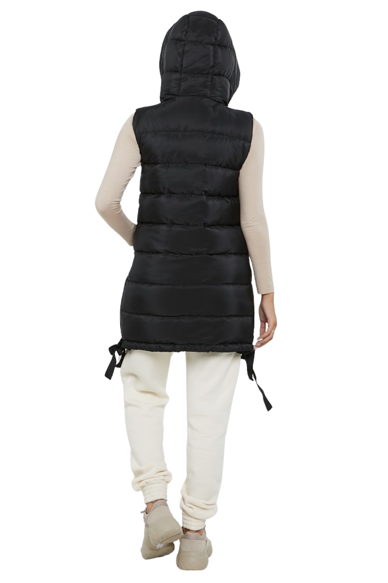 Damas Chaqueta larga acolchada con capucha chaleco acolchada calentador de cuerpo con cremallera - Imagen 13 de 42