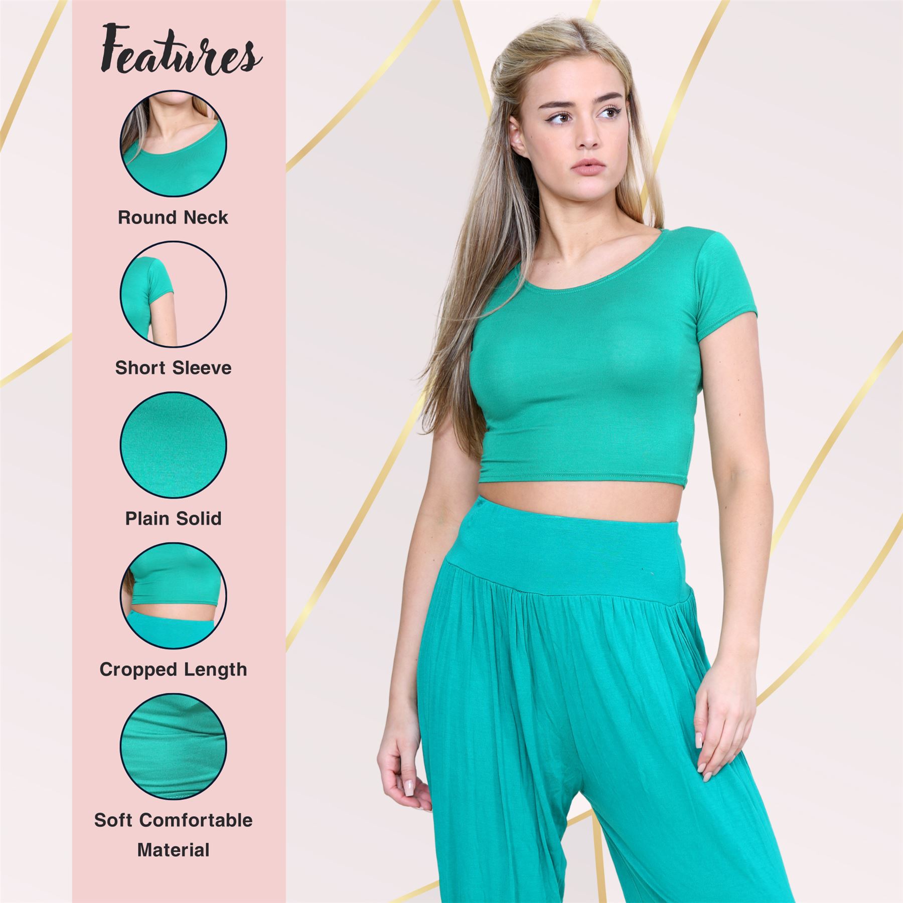 Crop Top Womens Cap Sleeve Top Plain Basic Stretchy Tee T-Shirt Short Vest Top - Picture 58 of 174