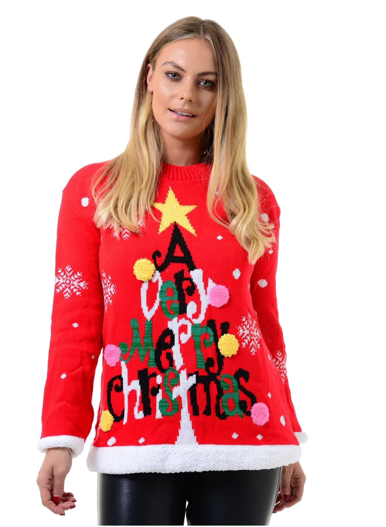 Christmas Reindeer Jumper Womens Knitted Funny Xmas Sweater Unisex Retro Jumpers - Picture 124 of 128