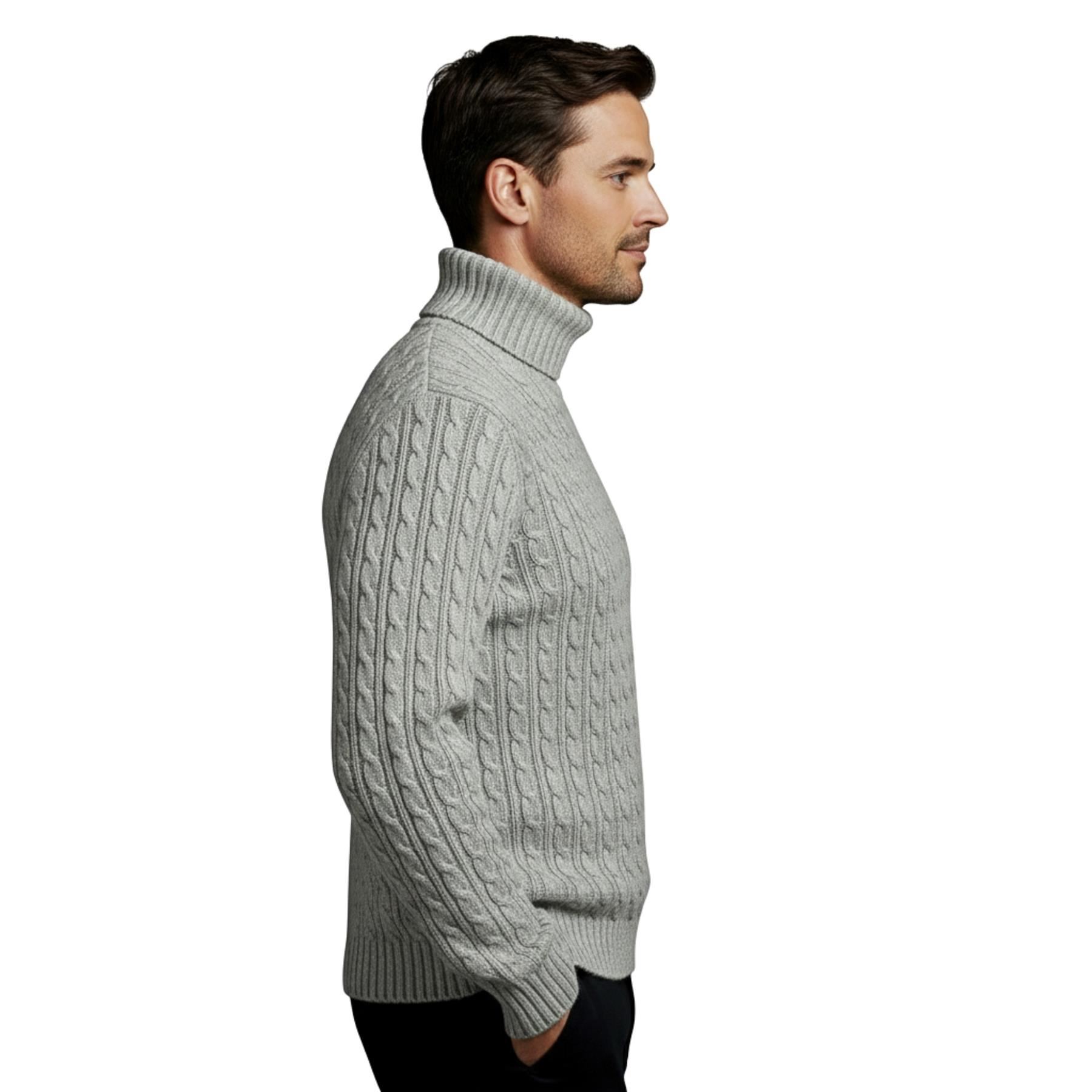 Herren Polo Rollkragen Langarm Pullover Zopfmuster Winterpullover Pulli - Bild 149 von 154