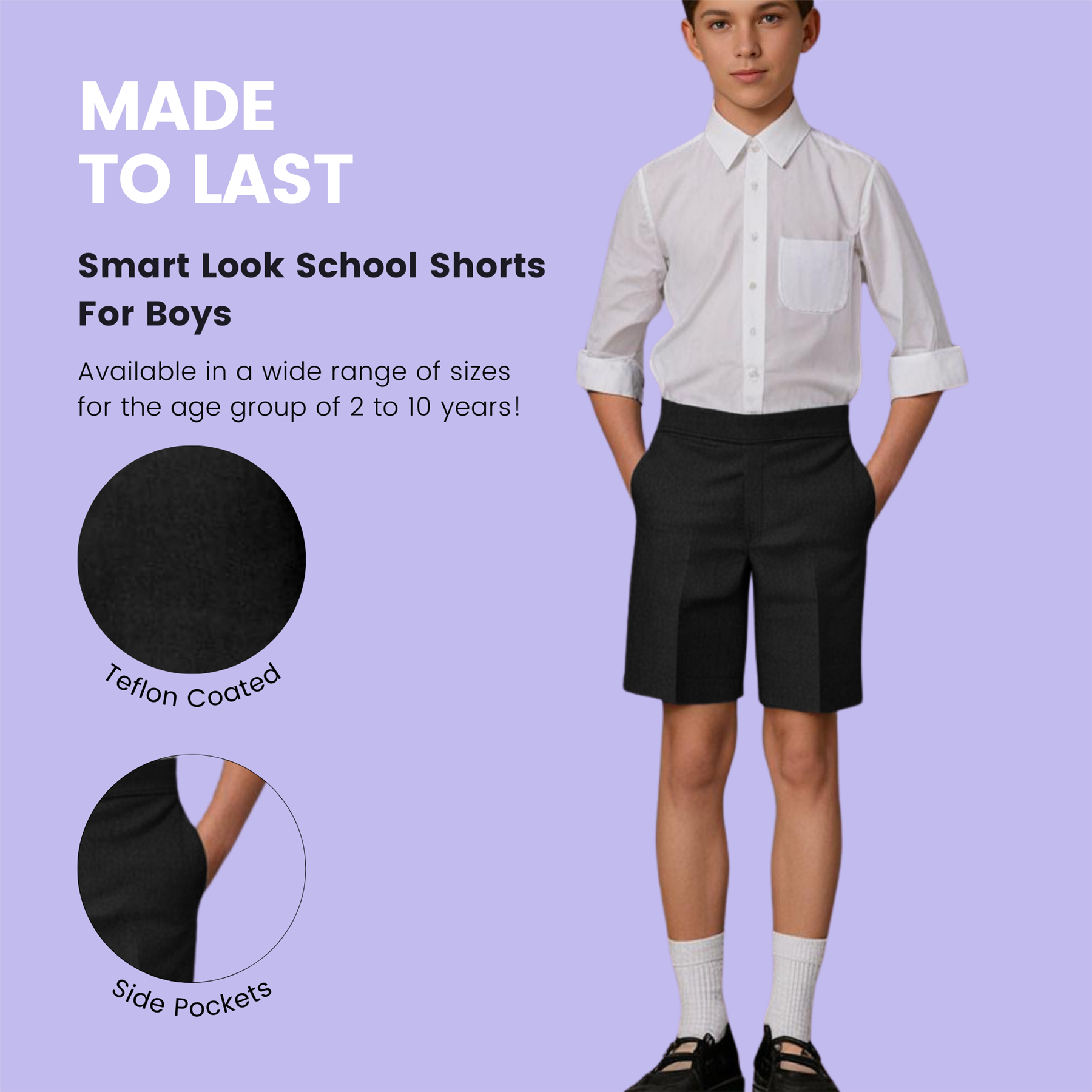 Pantalones cortos escolares medio elásticos espalda tirante pantalones uniformes para niños 2-10 años - Imagen 5 de 14